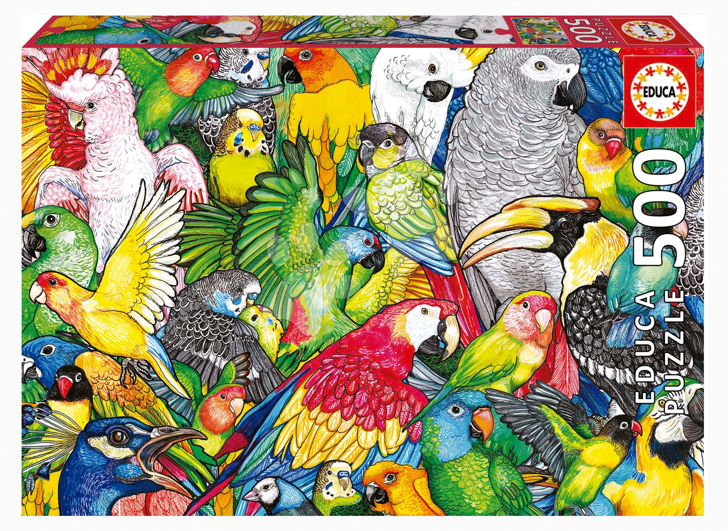 Puzzle Parrots Educa 500 dílků a Fix lepidlo