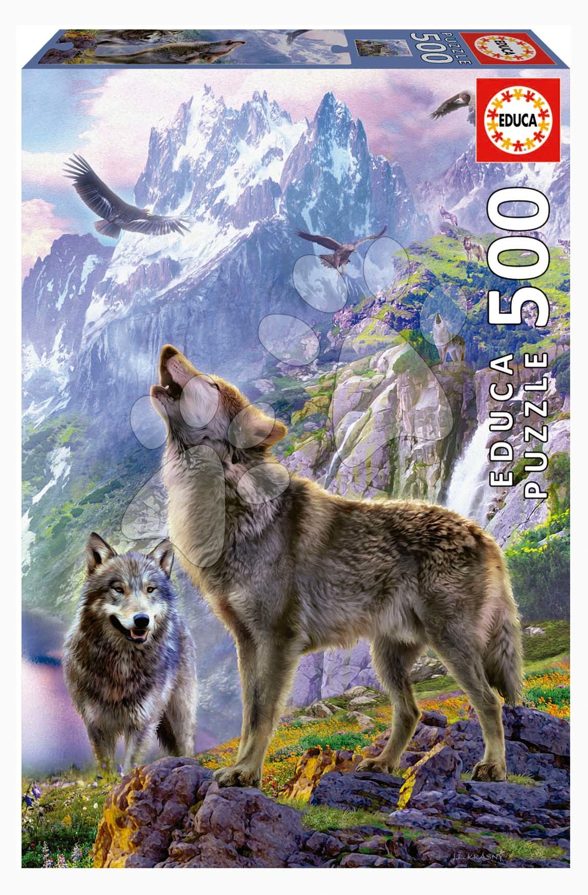 E-shop Puzzle Wolves in the rocks Educa 500 dielov a Fix lepidlo