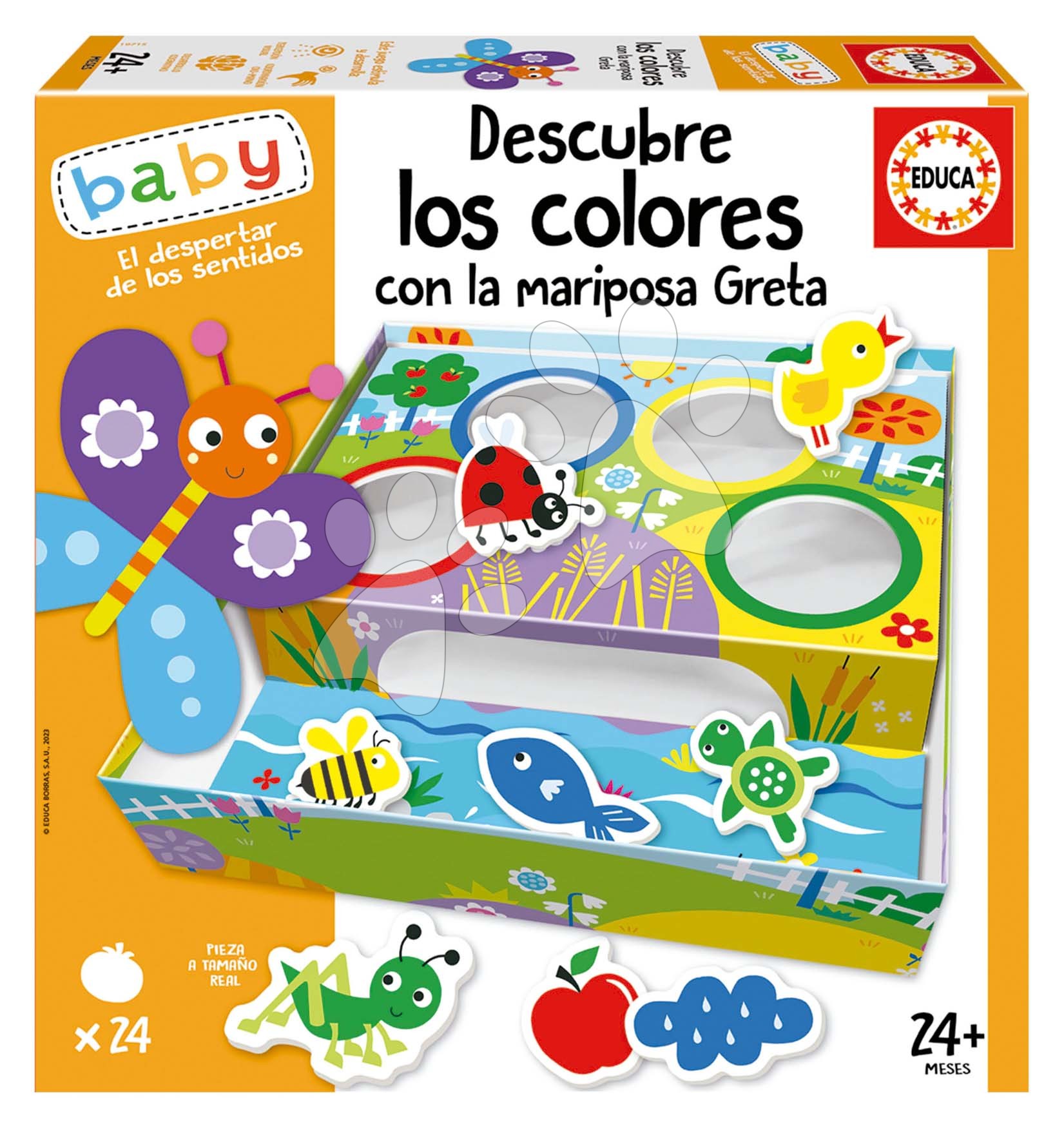 Náučná hra pre najmenších Discover the colours with the Butterfly Greta Educa Učíme sa farby so zvieratkami od 24 mes