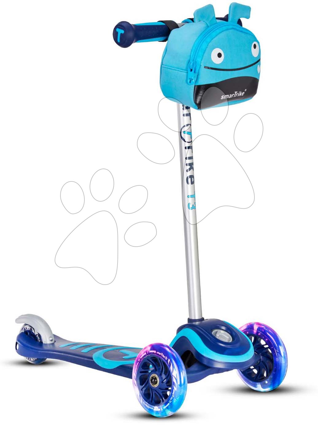 Hullámzó rollerek - Roller T3 SmarTrike világító kerekekkel és táskával teherbírása 20 kg kék 24 hó-tól