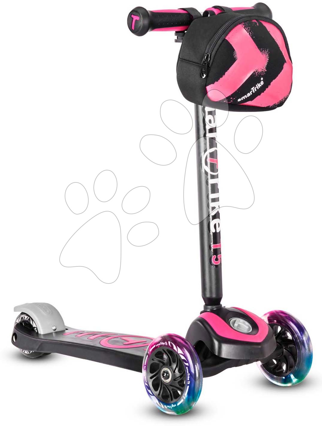 Roller T5 smarTrike világító kerekekkel és táskával és magasságilag állítható kormánnyal teherbírása 50 kg rózsaszín