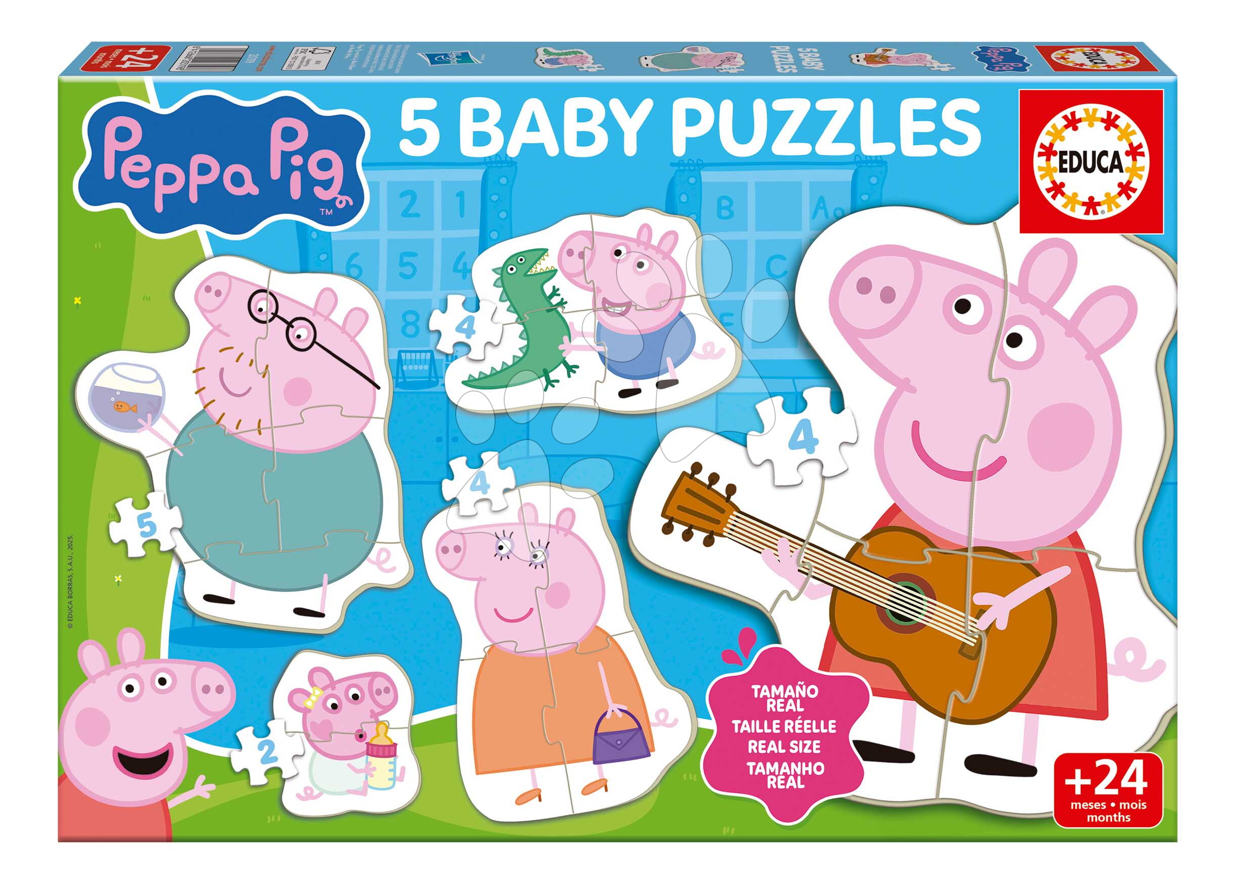 Puzzle legkisebbeknek Peppa Pig 4 Baby Educa progresszív 2-4-4-4-5 darabos 24 hó-tól