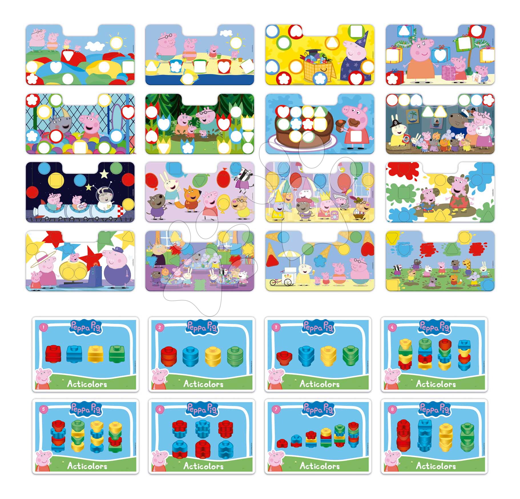 Ismerkedem a színekkel és formákkal Peppa Pig Acticolors Baby Games Educa 44 beillesztős elem 8 képpel 24 hó-tól