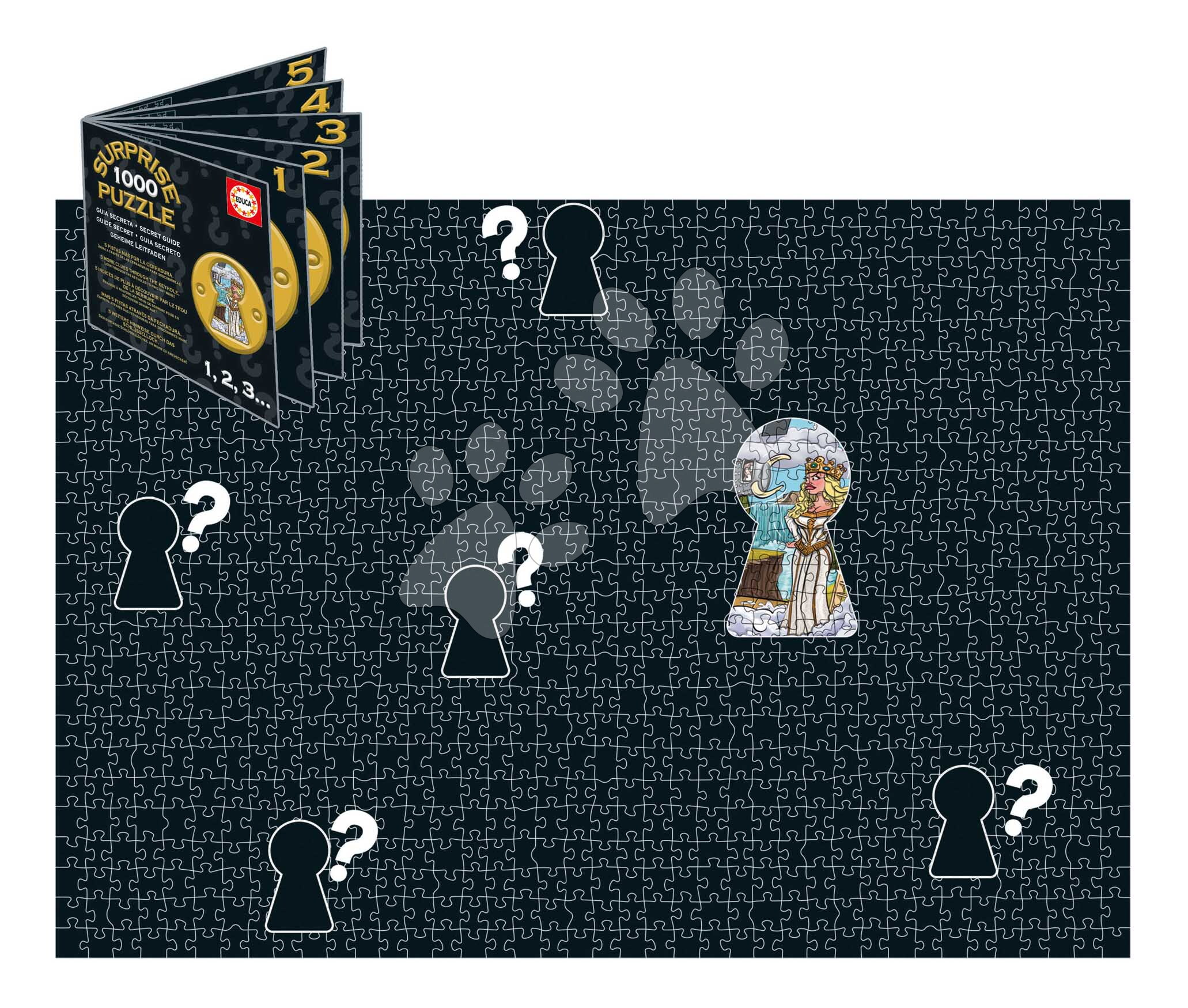 Puzzle meglepivel Knights Round Table Surprise Educa 1000 darabos és Fix ragasztó 14 évtől
