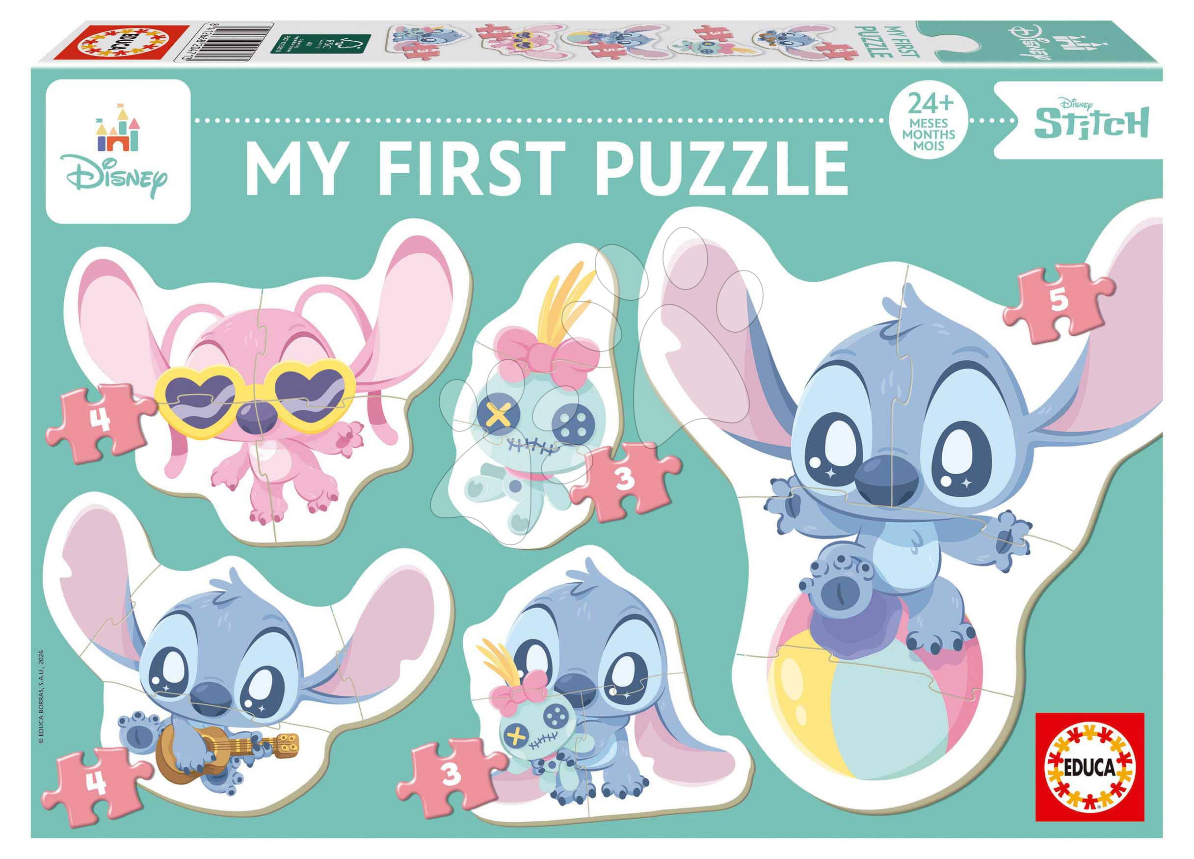 Puzzle legkisebbeknek Stitch My First 4 Puzzles Educa progresszív 3-3-4-4-5 darabos 24 hó-tól
