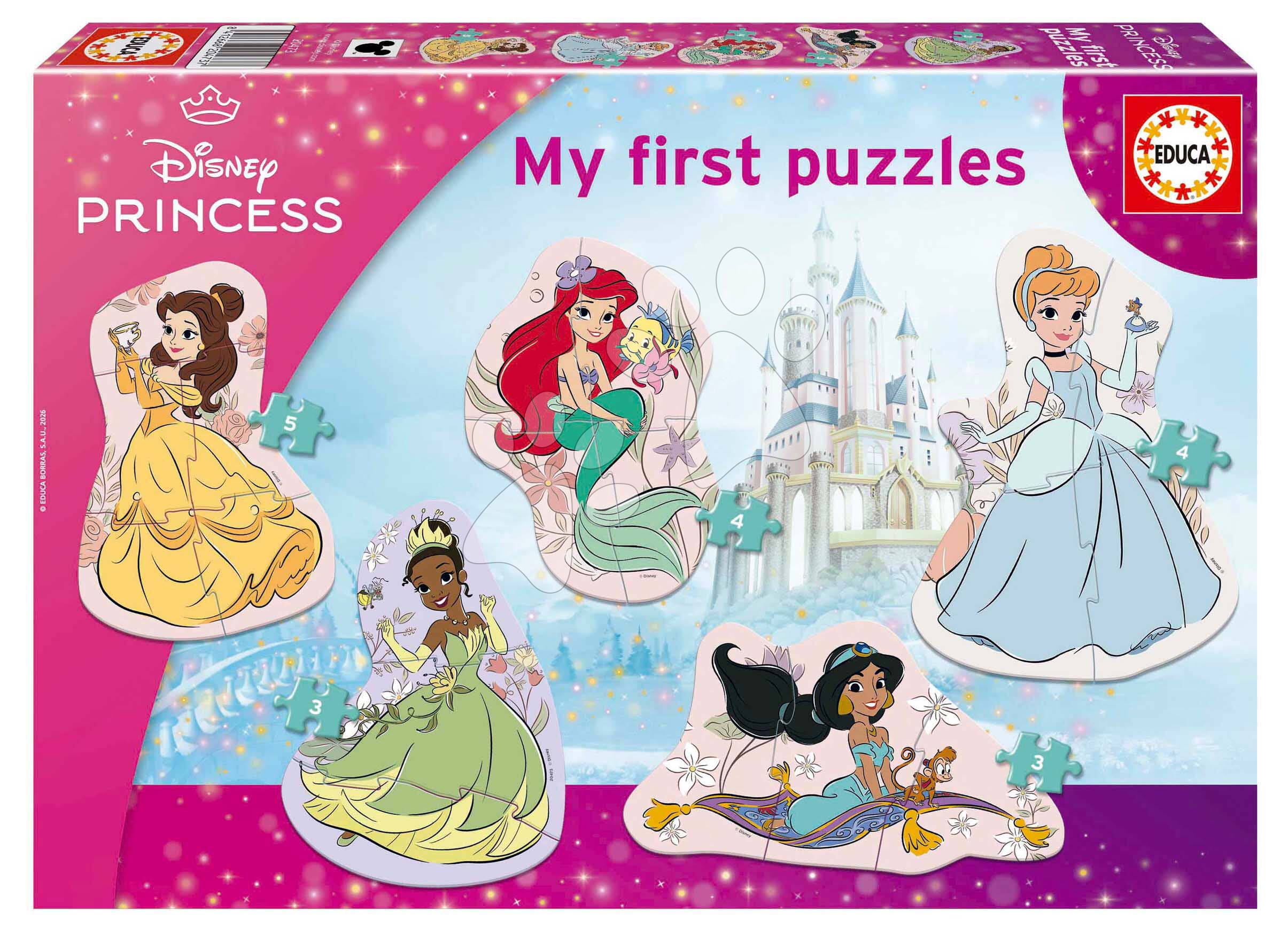 Puzzle legkisebbeknek Princess My First 4 Puzzles Educa progresszív 3-3-4-4-5 darabos 24 hó-tól