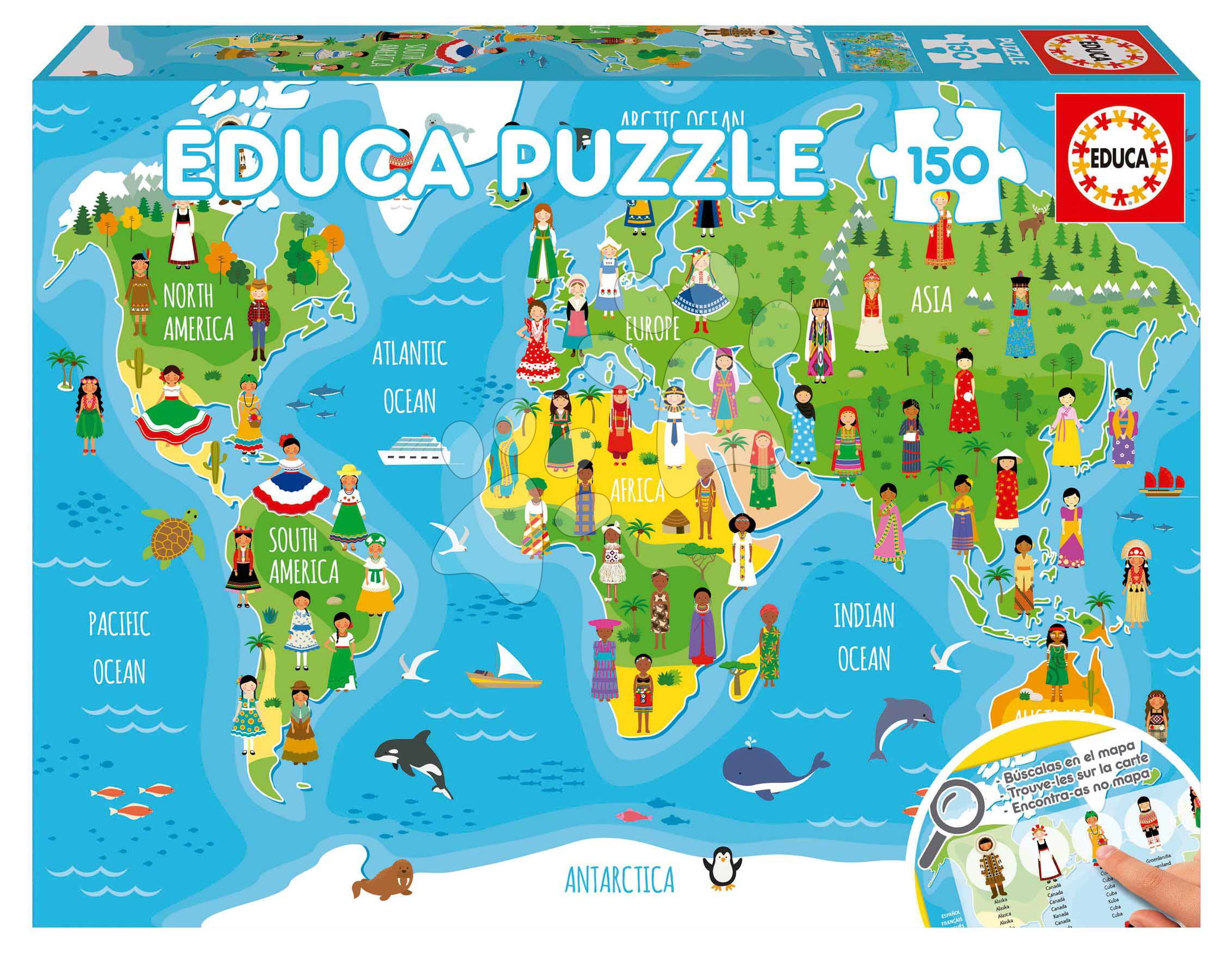 Puzzle Girls of the World Map Educa 150 darabos 6 évtől