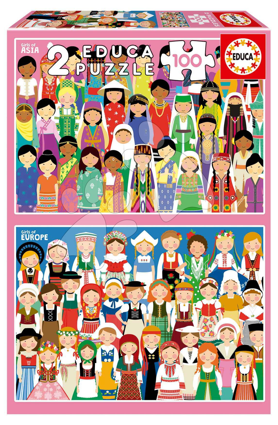 Puzzle Girls of Europe & Asia Educa 2x100 darabos 6 évtől