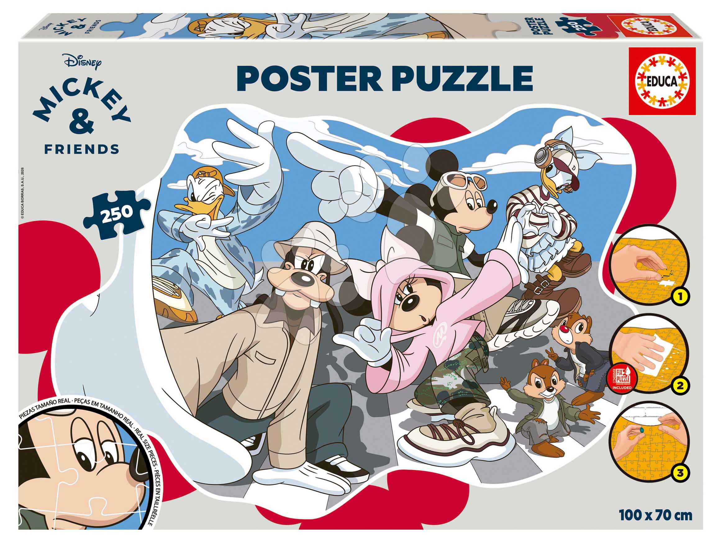 Puzzle Mickey & Friends Poster Educa 250 darabos és Fix ragasztó 8 évtől