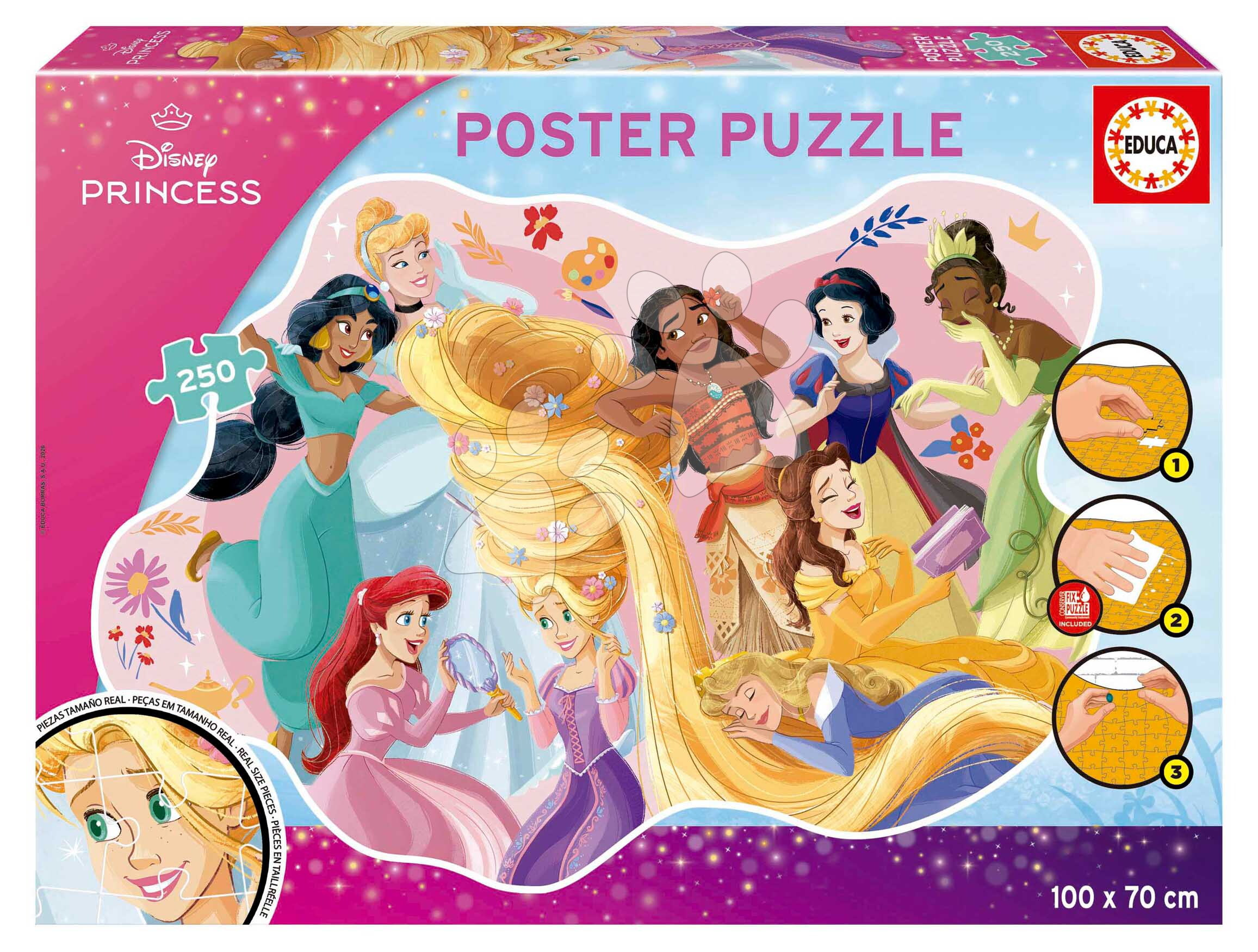 Puzzle Disney Princess Poster Educa 250 darabos és Fix ragasztó 8 évtől