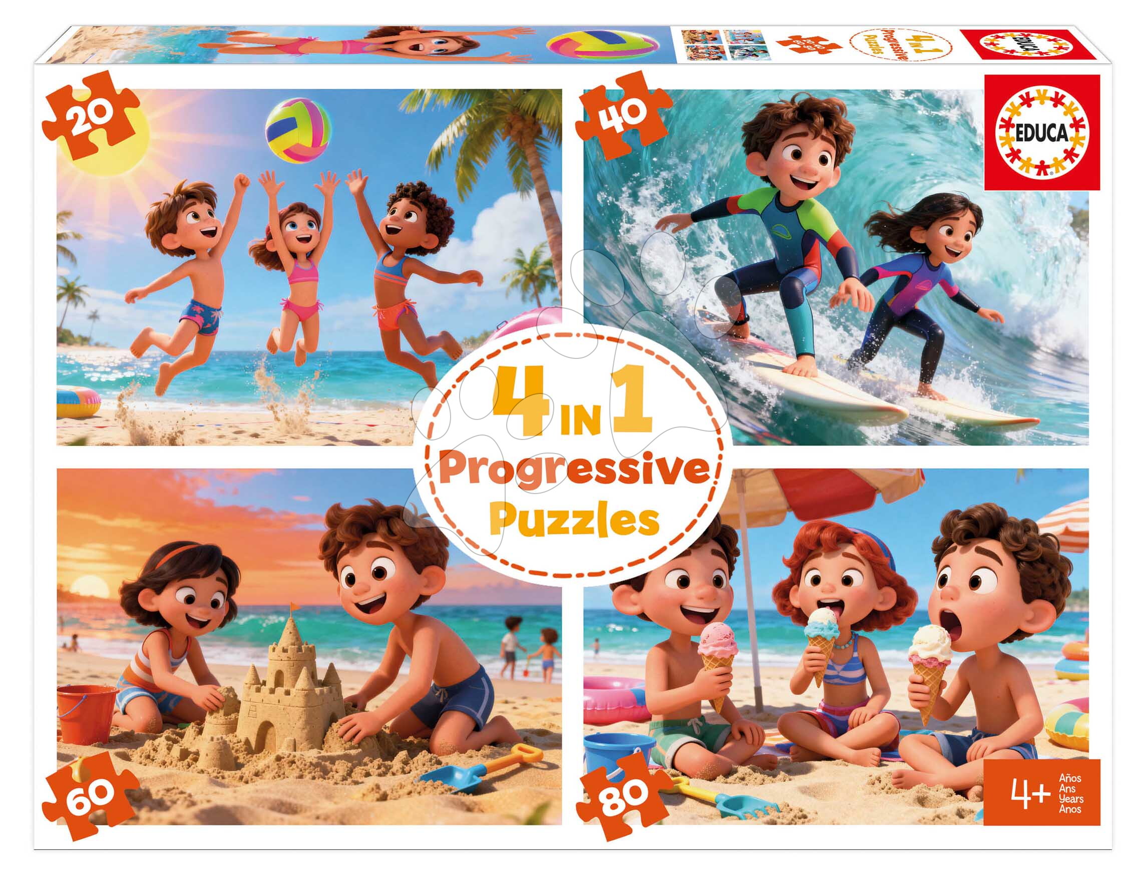 Puzzle Day at the Beach Educa progresszív 20-40-60-80 darabos 4 évtől