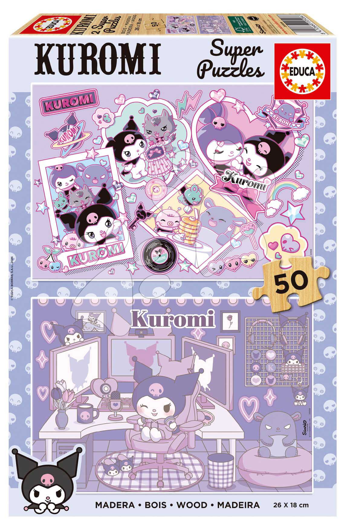 Fa puzzle Kuromi Educa 2x50 darabos