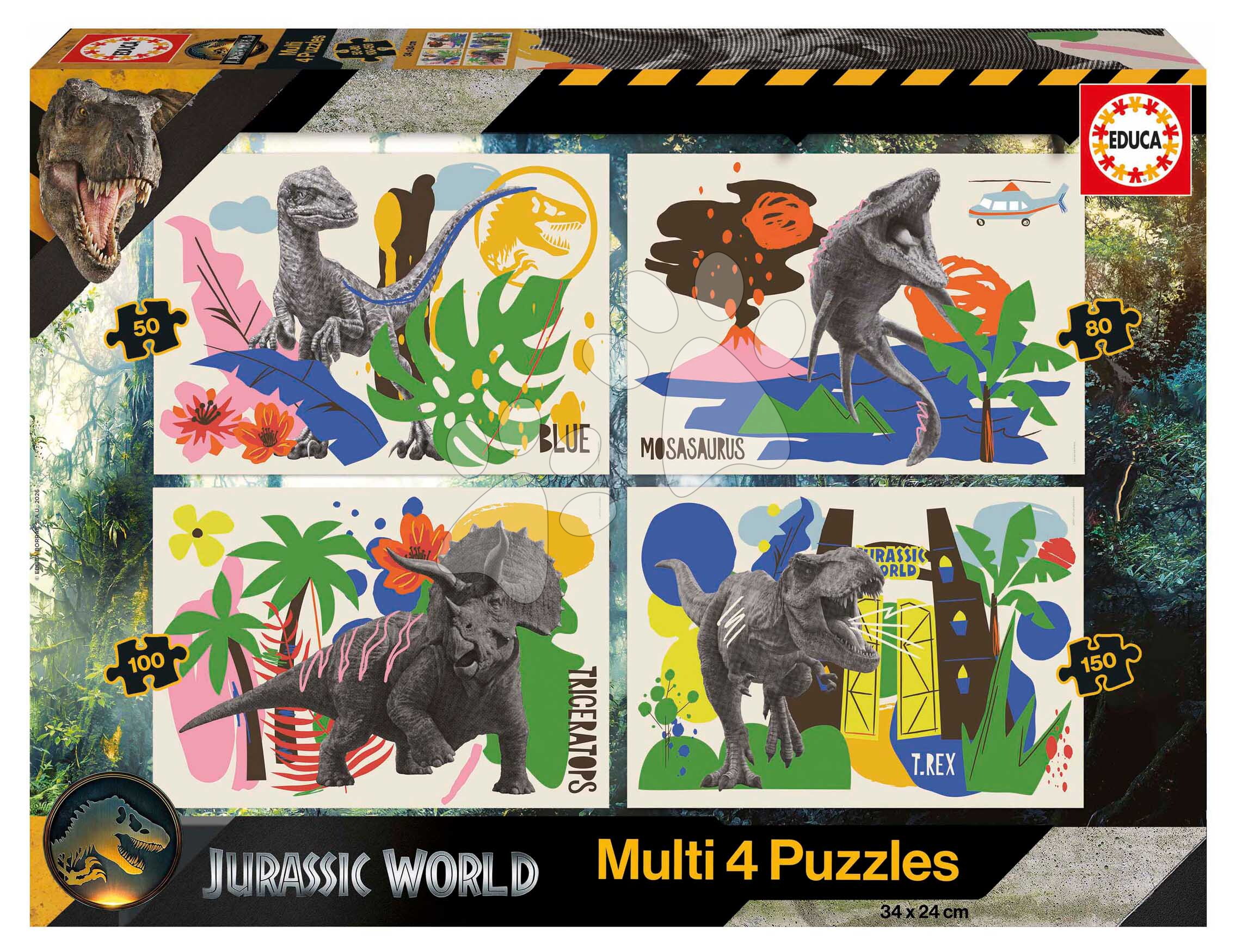 Puzzle Multi 4 Jurassic World Educa 50-80-100-150 darabos 5 évtől