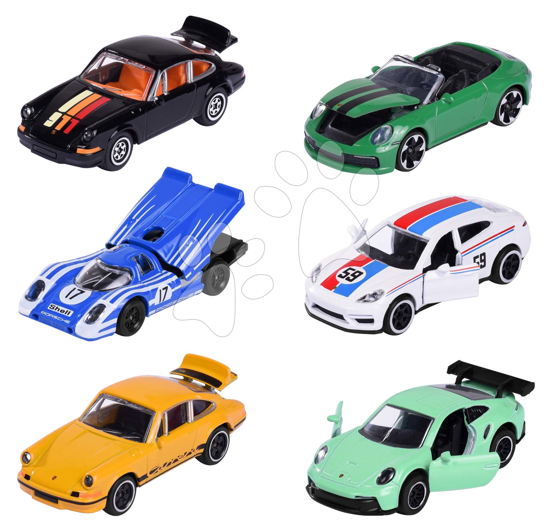 E-shop Autíčko Porsche Motorsport Majorette so zberateľskou kartičkou kovové 6 druhov dĺžka 7,5 cm