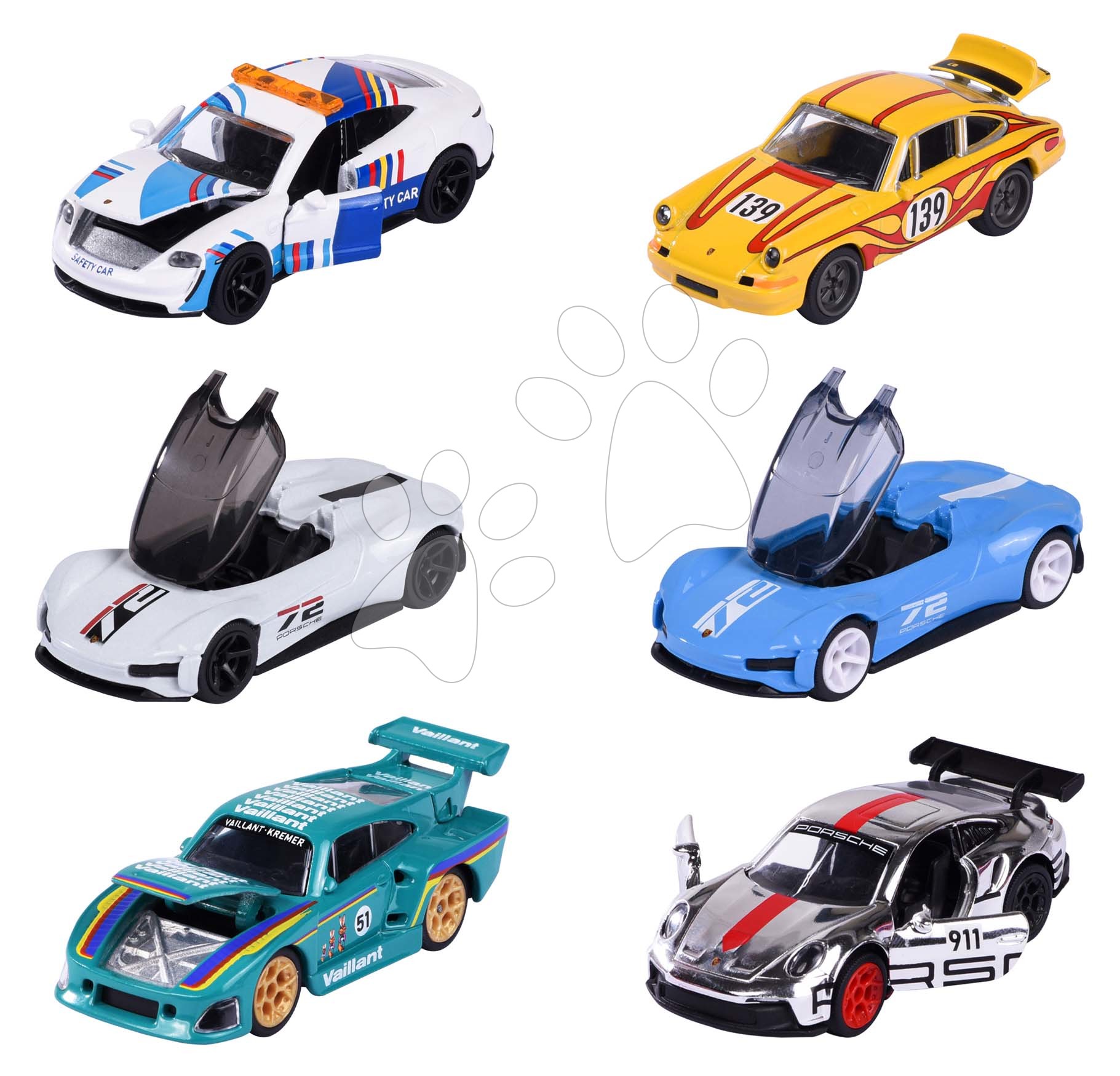 E-shop Autíčko Porsche Motorsport Deluxe Majorette kovové so zberateľským boxom 7,5 cm dĺžka 6 druhov