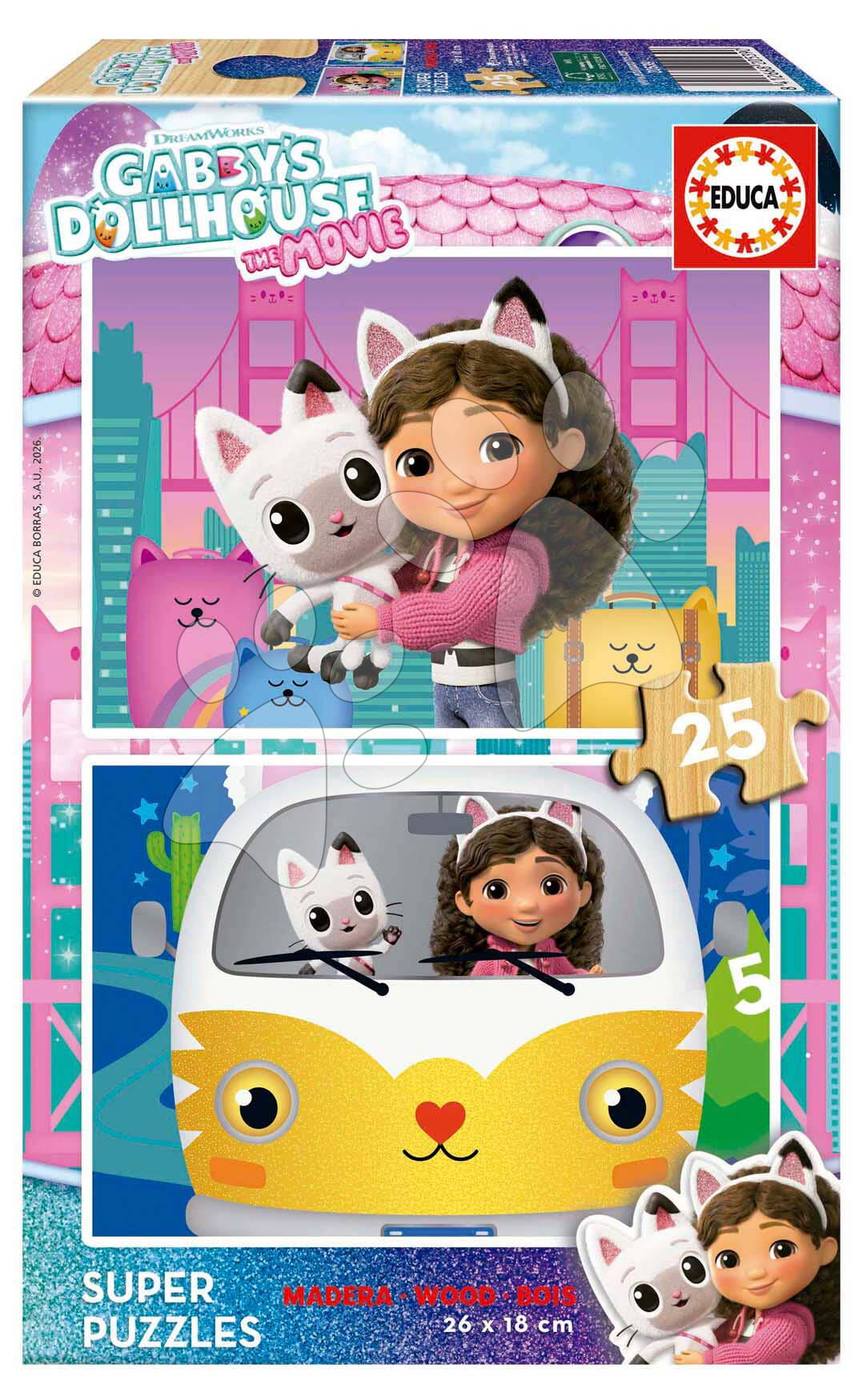 Fa puzzle Gabby´s Dollhouse Educa 2x25 darabos