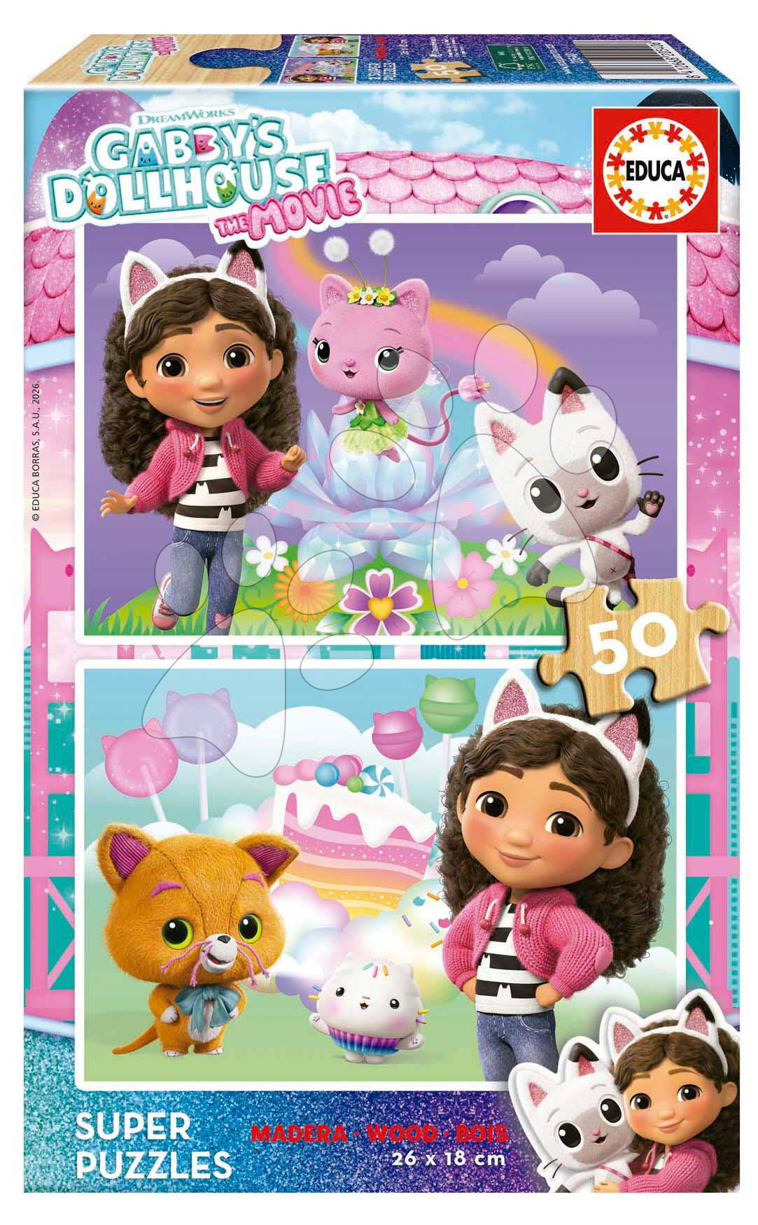 Fa puzzle Gabby´s Dollhouse Educa 2x50 darabos