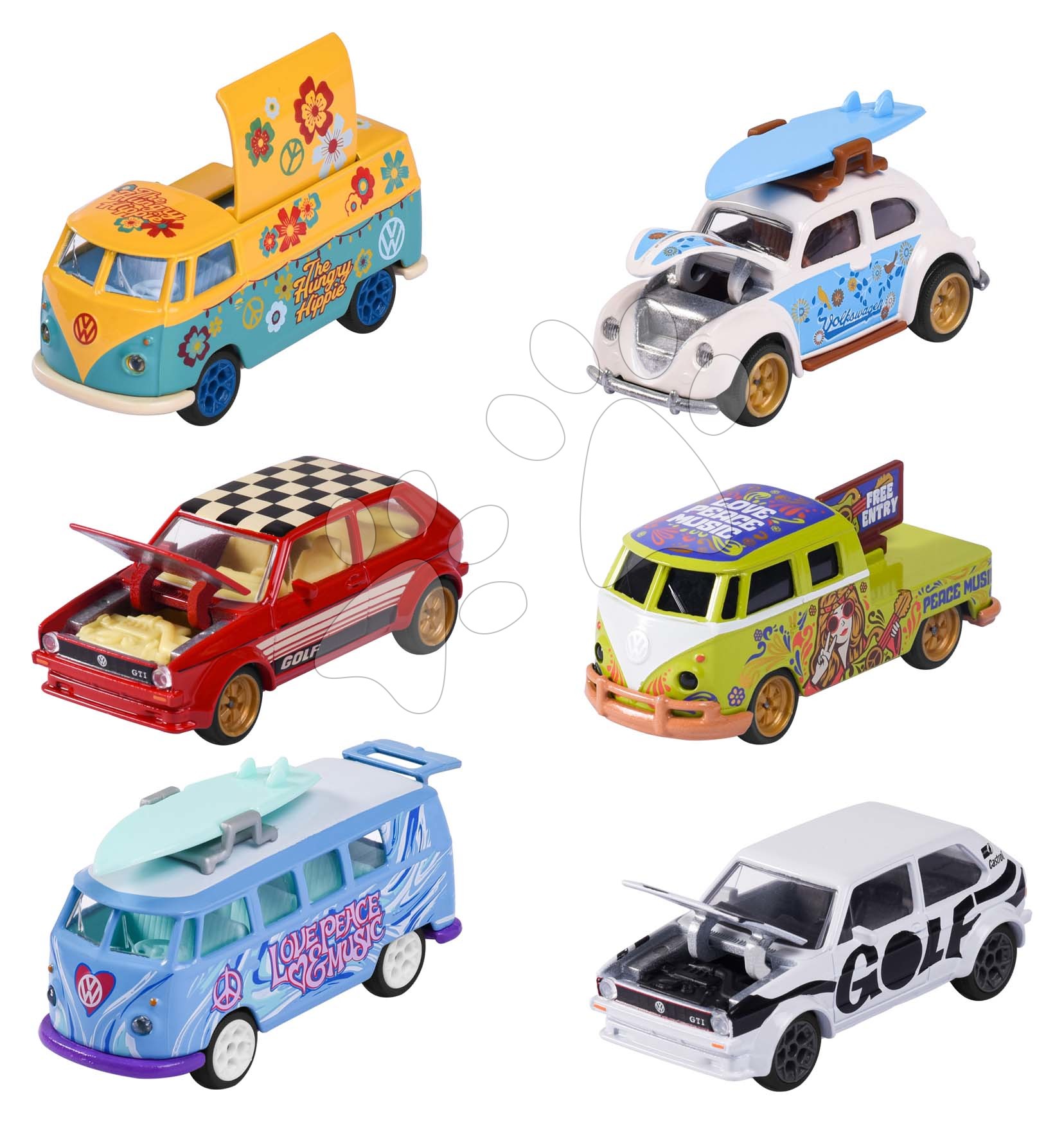 Autíčko VW The Originals Deluxe Cars Majorette kovové so zberateľským boxom 7,5 cm dĺžka 6 druhov