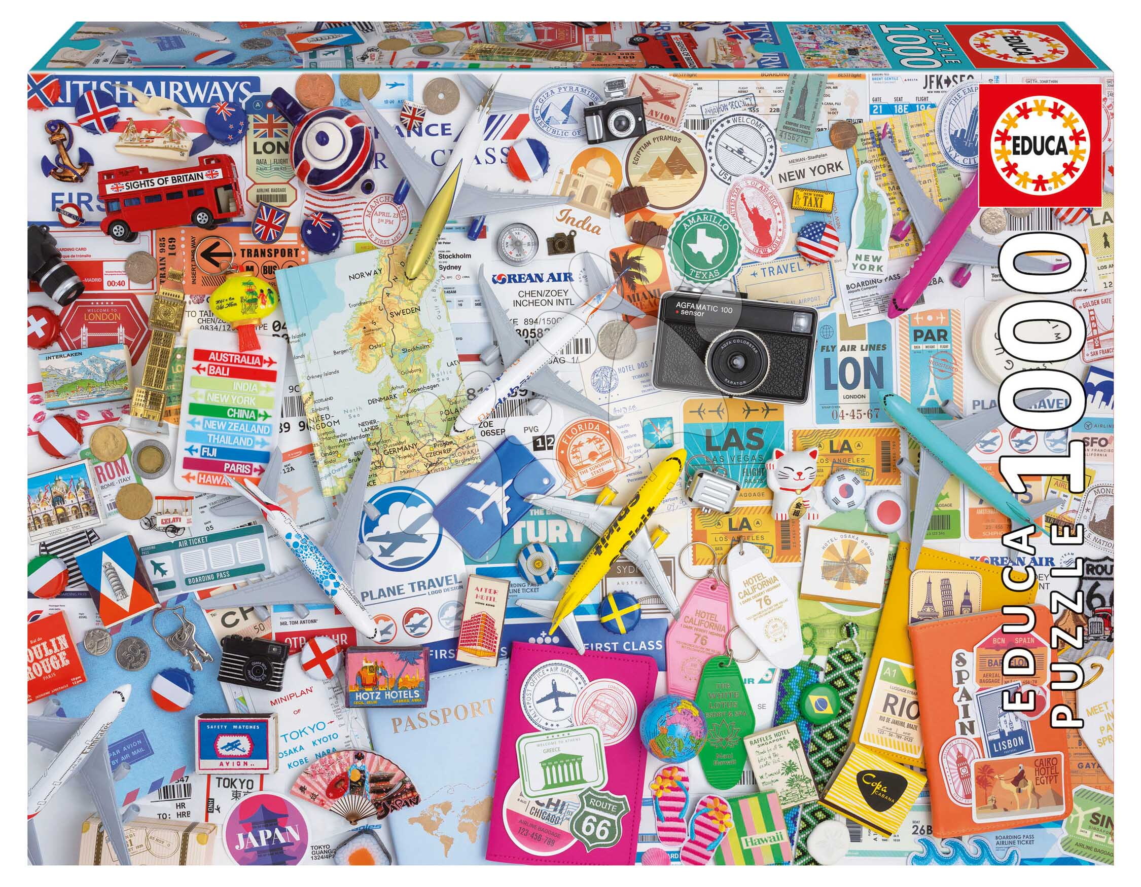 Puzzle Travel Collage Educa 1000 darabos és Fix ragasztó