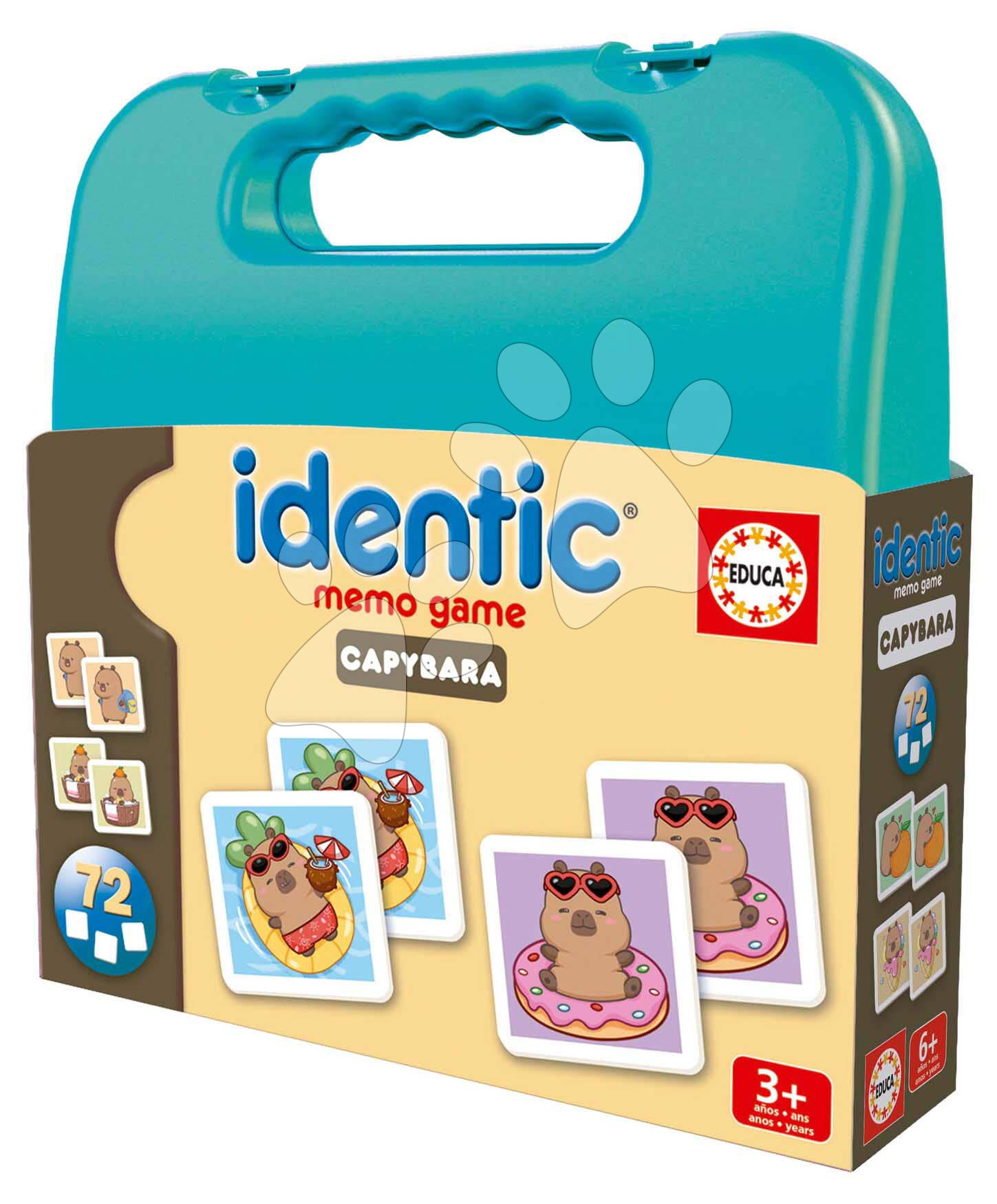 Pexeso bőröndben Capybaras Identic Memo Game Educa memóriajáték 72 kártyalappal