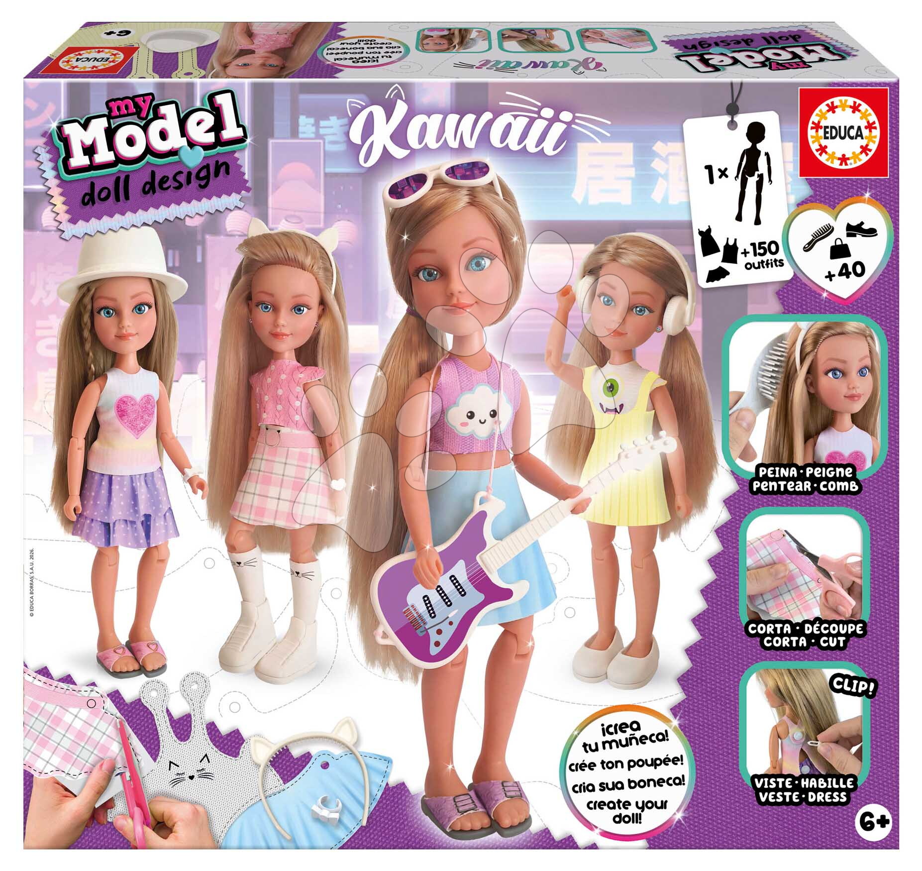 Kreatív alkotás My Model Doll Kawaii Style Educa Alkosd meg saját kawaii babádat 40 kiegészítővel 6 évtől