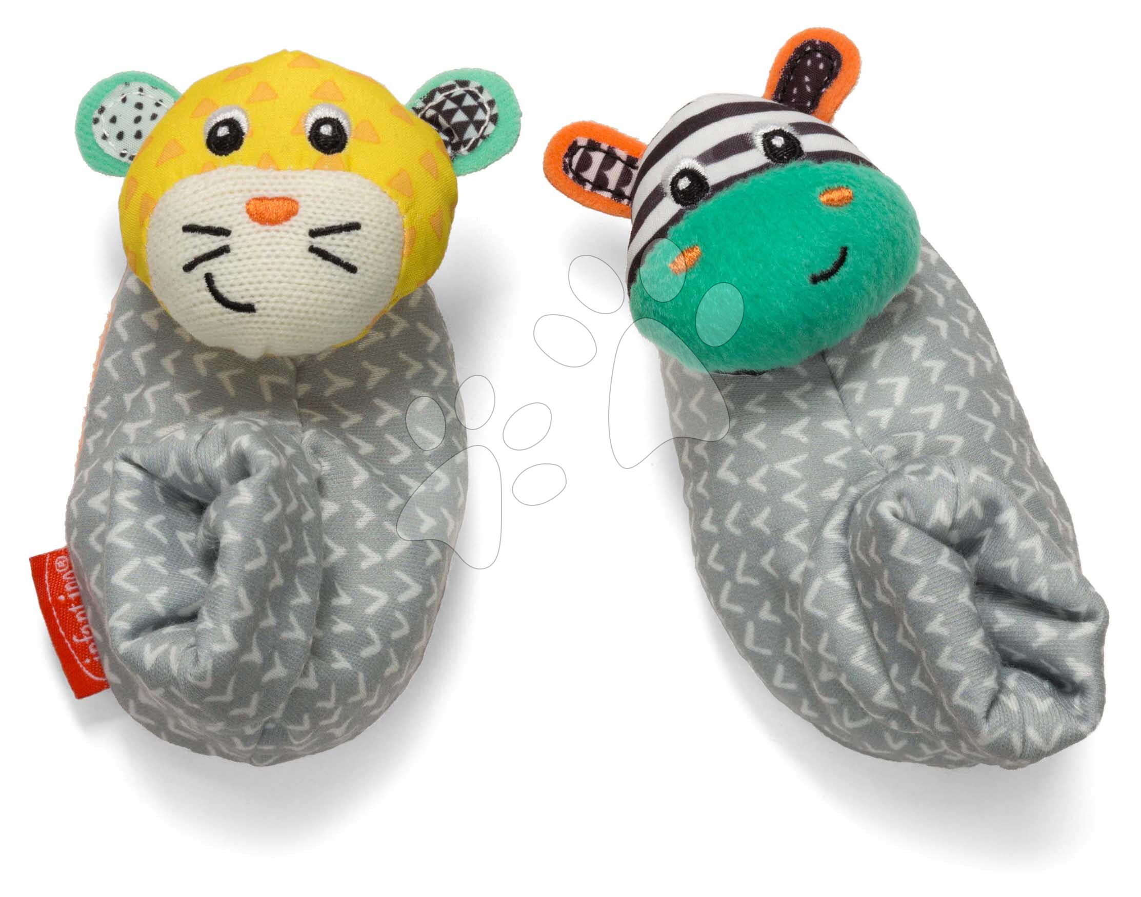 Papučky s hrkálkou Zebra & Tiger Foot Rattles Infantino od 0 mes