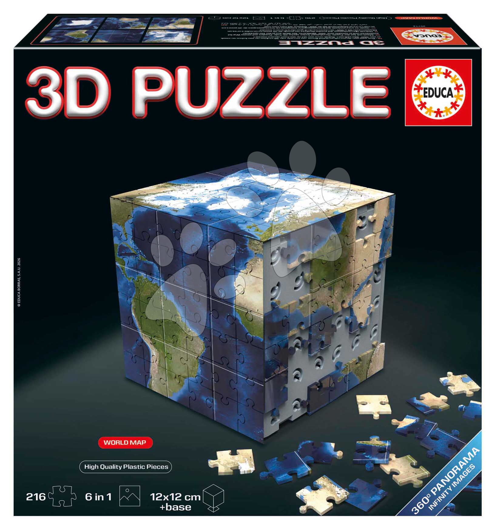 Puzzle kocka Worldmap 3D Cube Educa 216 darabos 8 évtől