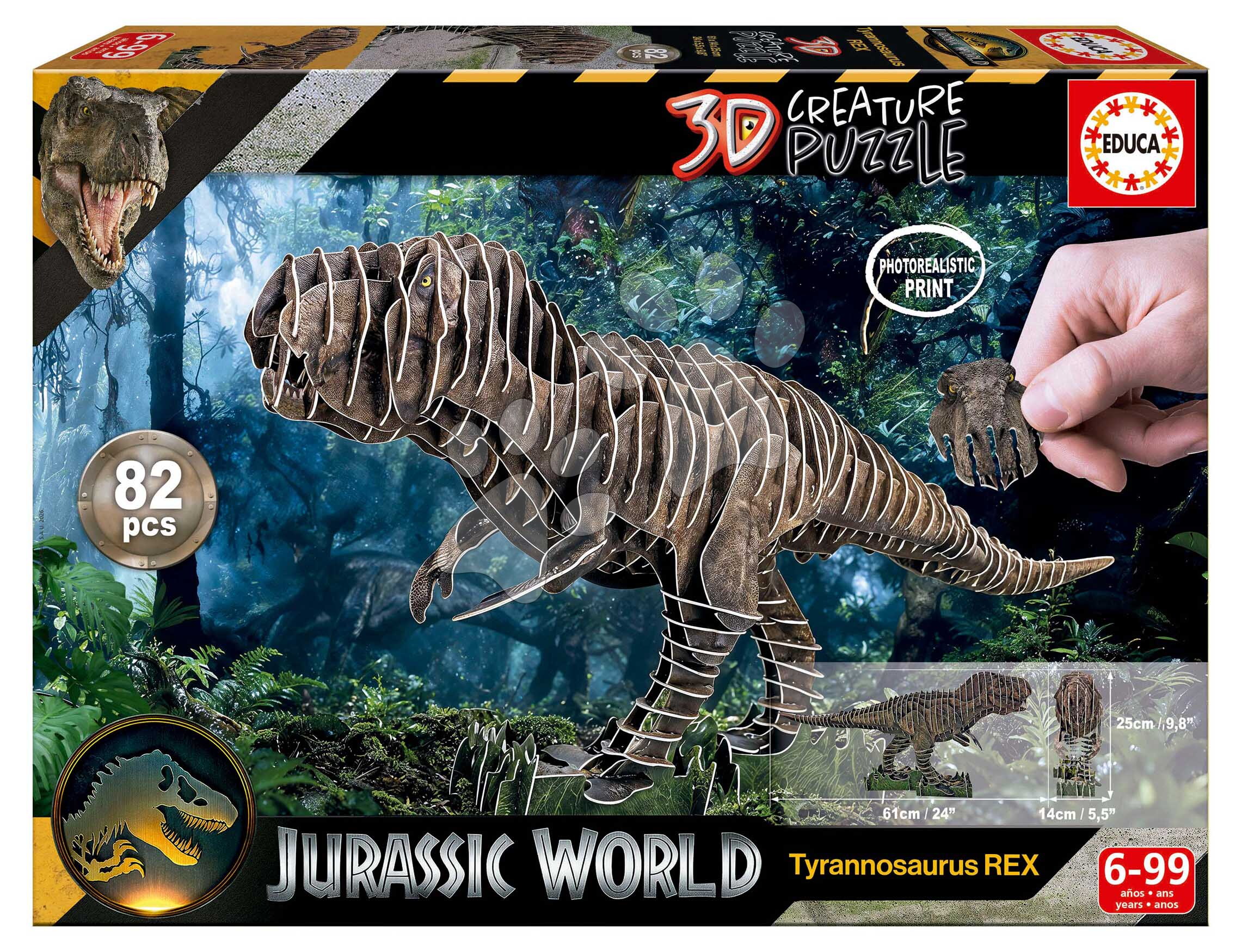 Puzzle dinoszaurusz T-Rex 3D Creature Puzzle Educa hossza 61 cm 82 darabos 6 évtől