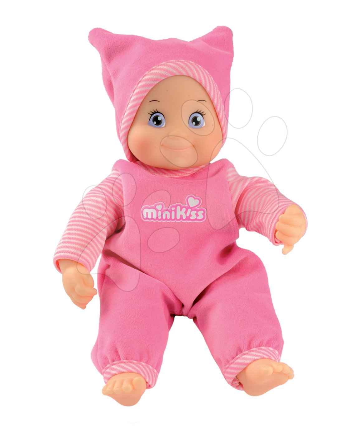 Játékbaba hanggal legkisebbeknek Minikiss Smoby rózsaszín sapkában 27 cm 12 hó-tól Játékbaba hanggal legkisebbeknek Minikiss Smoby rózsaszín sapkában 27 cm 12 hó-tól