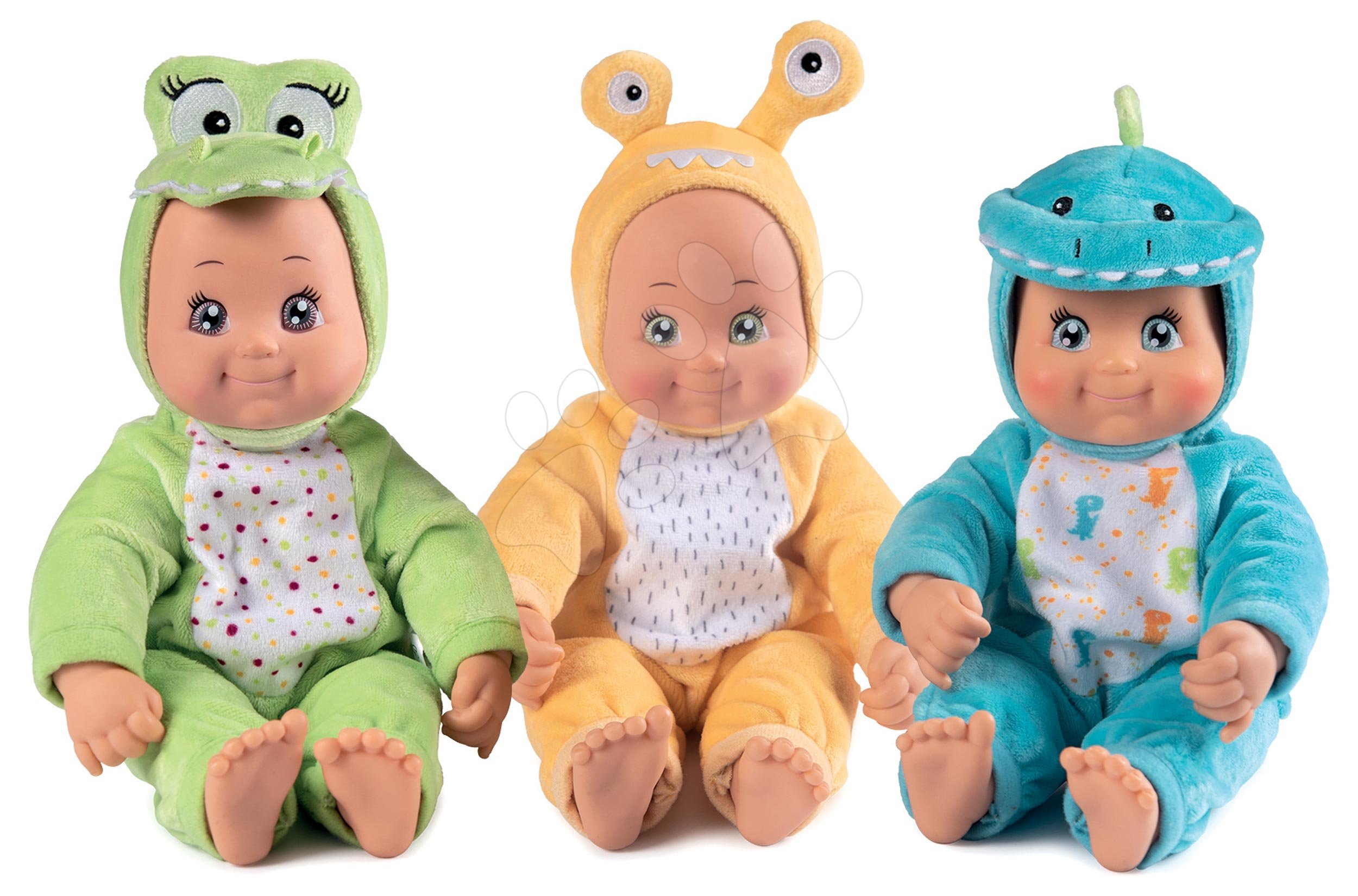 Igrače dojenčki od 9. meseca - Dojenčki v kostumih Krokodil Polžek Dinozaver MiniKiss Croc Smoby z zvokom 'cmok' in mehkim trebuščkom 3 kom od 12 mes