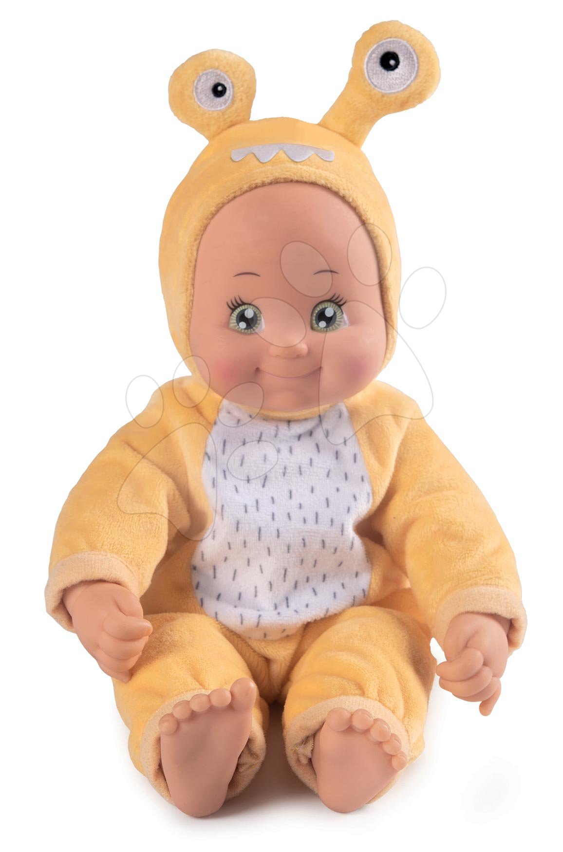 Játékbaba jelmezben Csiga MiniKiss Croc Smoby sárga ‚puszi’ hanggal és puha testtel 12 hó-tól