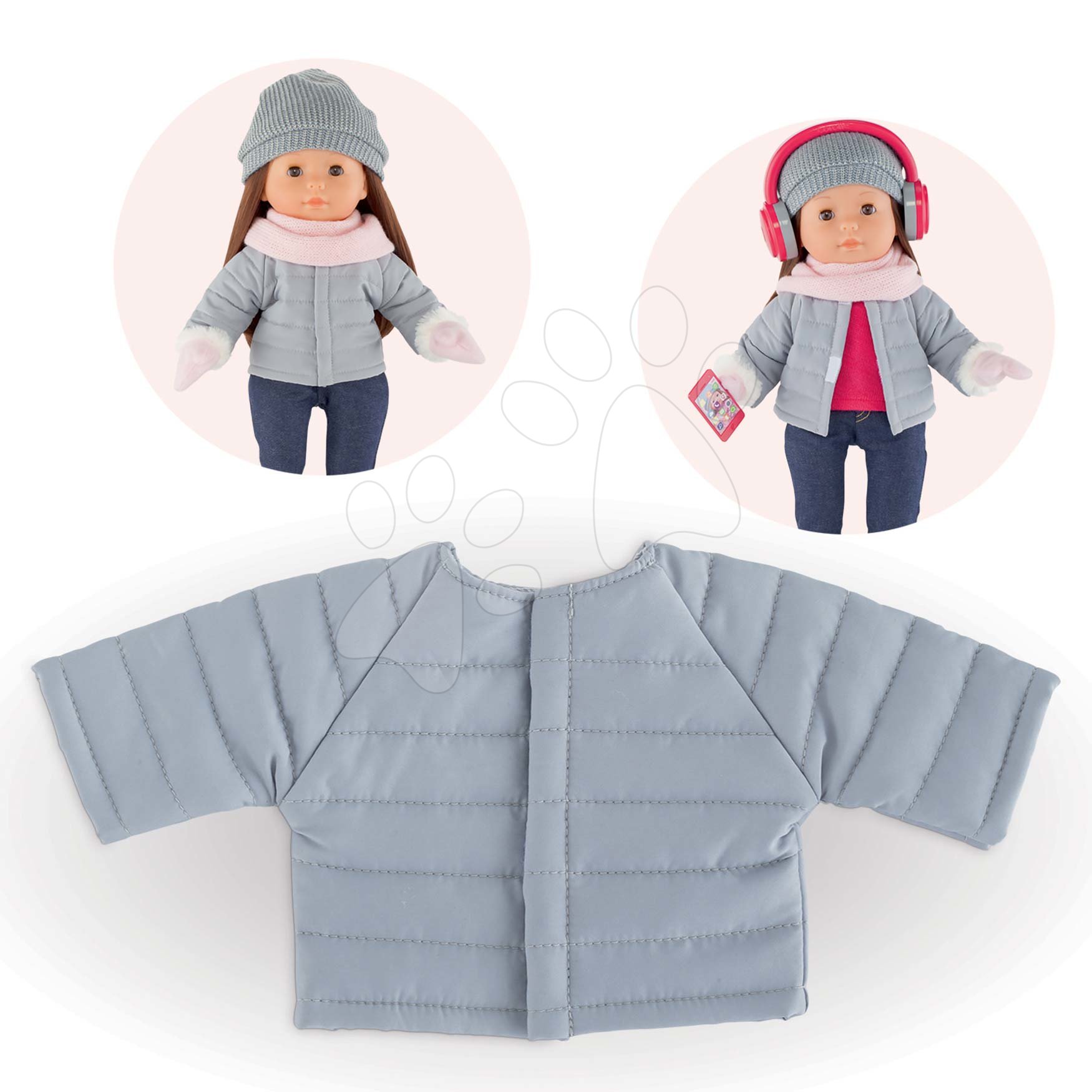 Oblečenie Padded Jacket Grey Ma Corolle pre 36 cm bábiku od 4 rokov