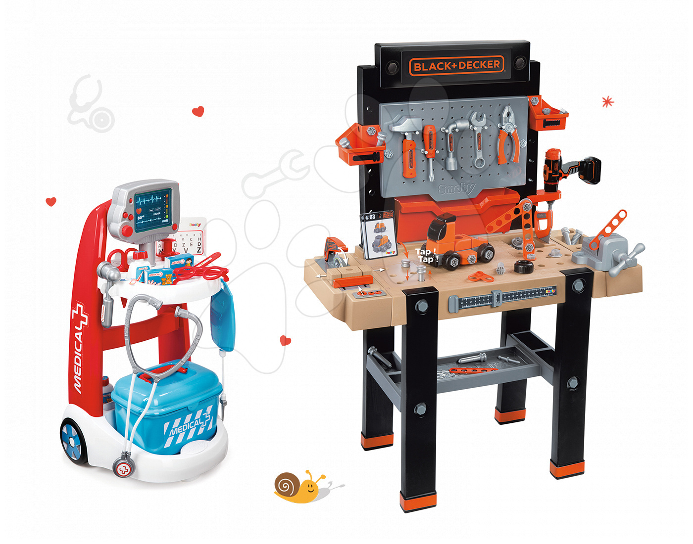 Smoby set pracovná dielňa Black+Decker a lekársky vozík Medical 360702-5