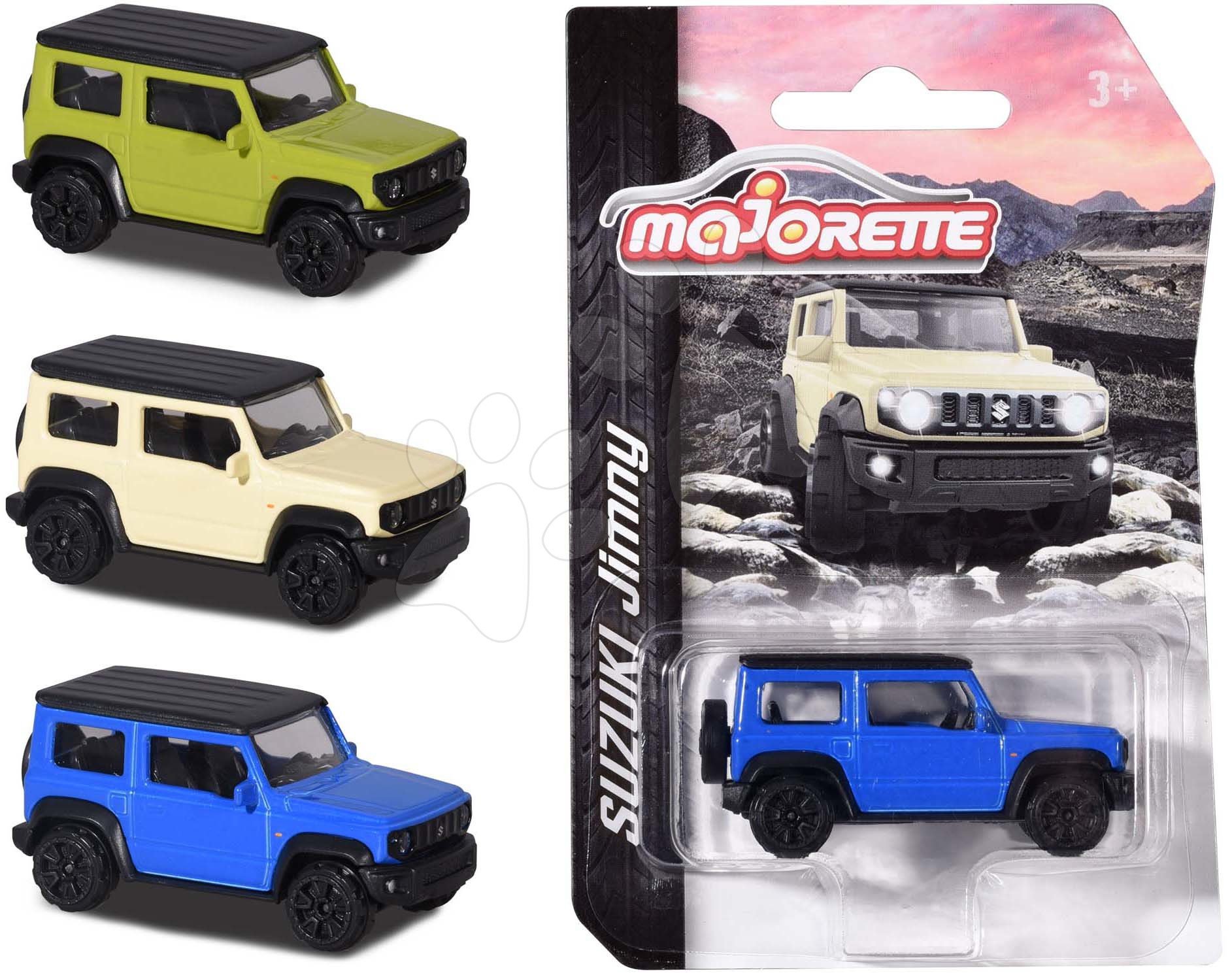 Kisautó terepjáró Suzuki Jimmy Street Cars Majorette fém szabadonfutó 7,5 cm 3 különböző fajta