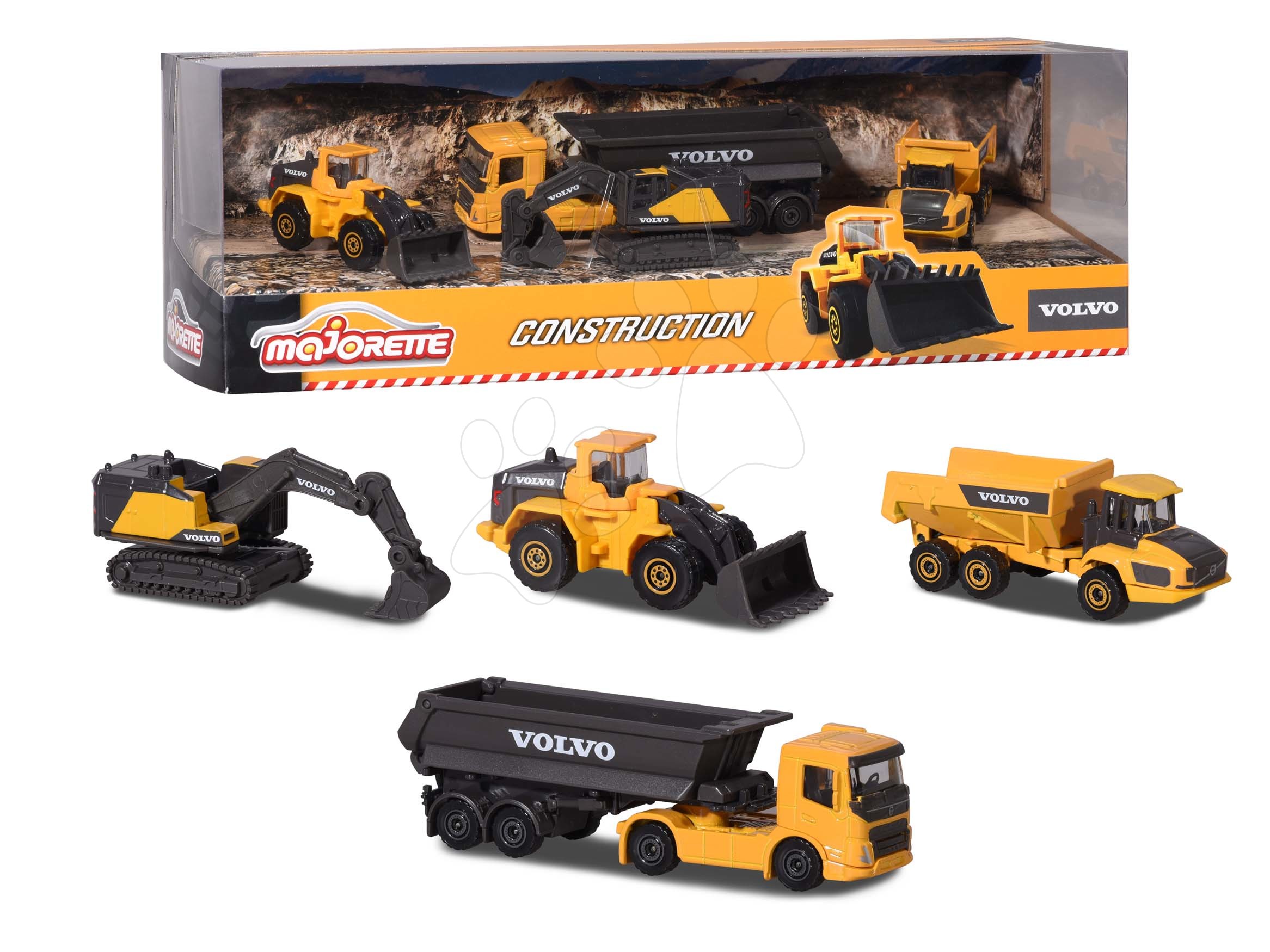 E-shop Autíčka stavebné Volvo Construction Majorette s pohyblivými časťami 4 druhy v darčekovom balení