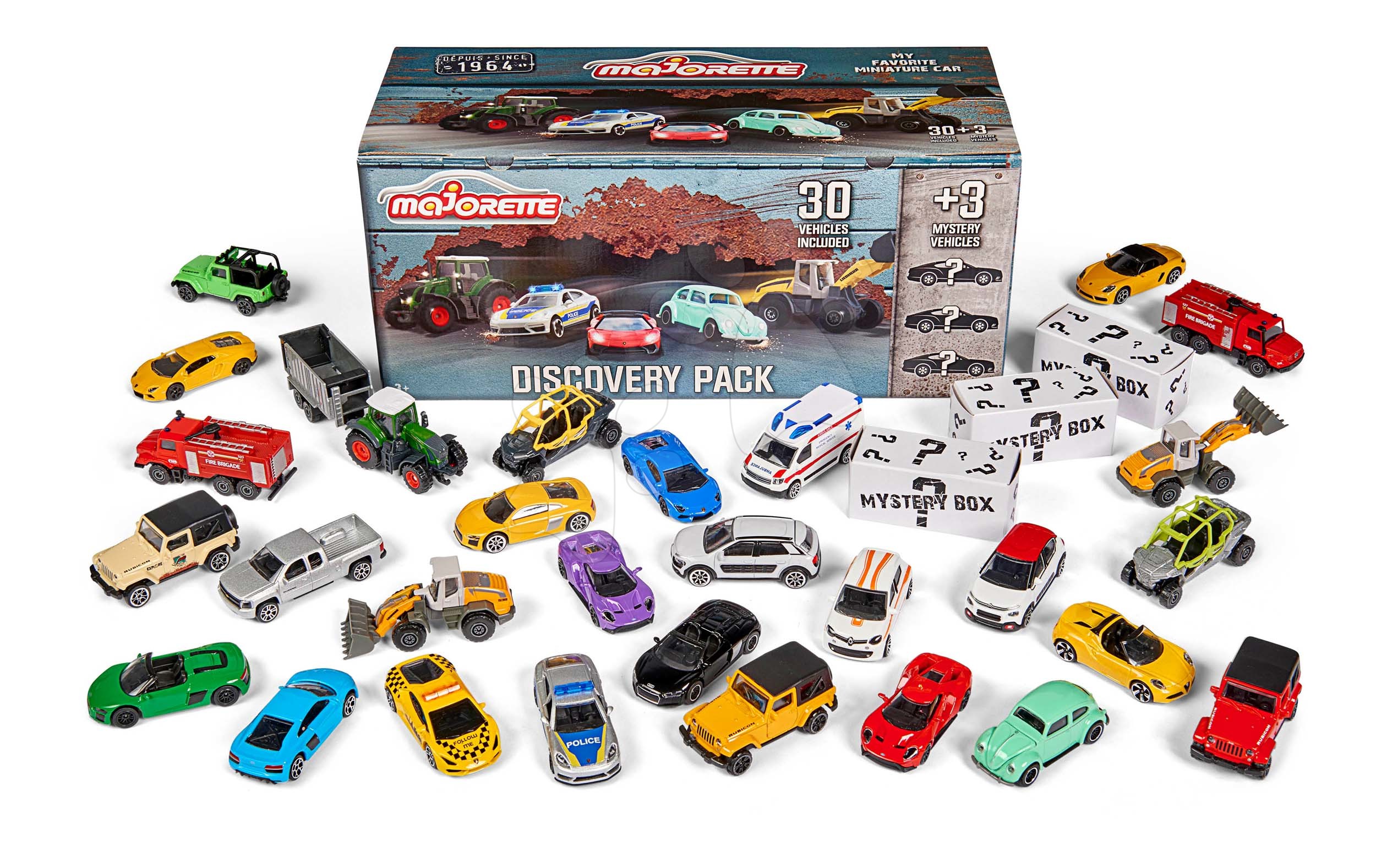 Autíčka Street Cars Discovery Pack Majorette 7,5 cm délka 30 druhů + 3 zdarma