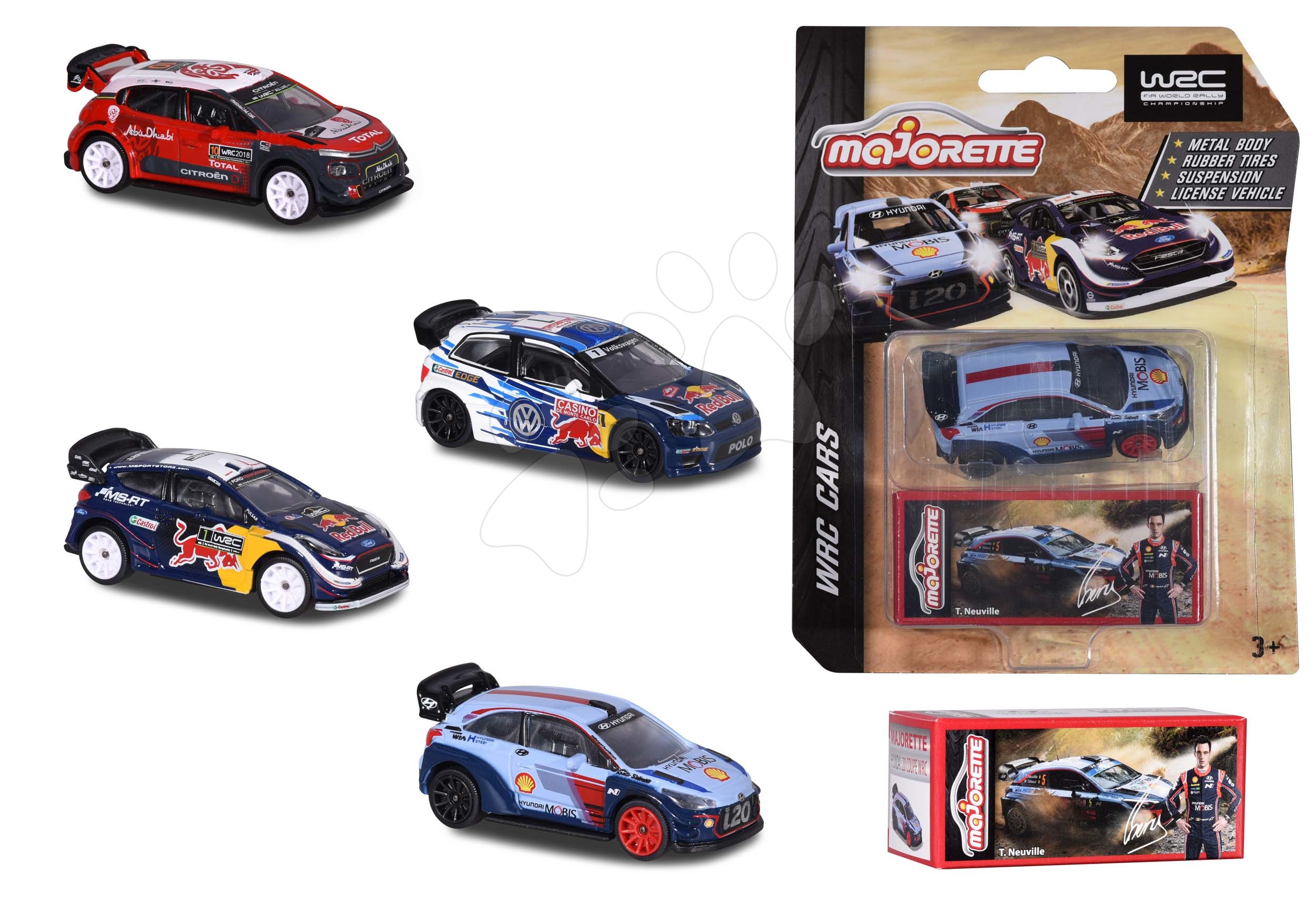 Kisautó rally WRC Cars Majorette fémből gumikerekekkel és gyűjtődobozzal 7,5 cm hosszú 4 különböző fajta Kisautó rally WRC Cars Majorette fémből gumikerekekkel és gyűjtődobozzal 7,5 cm hosszú 4 különböző fajta