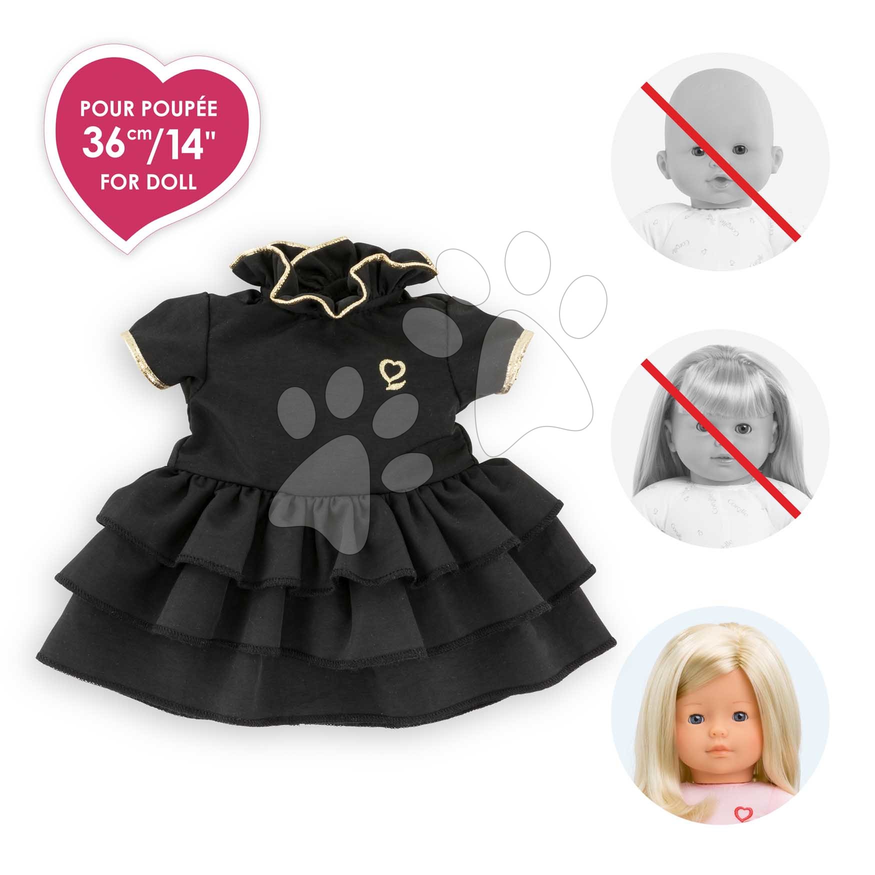 Corolle - Robe de soirée, pour poupée Ma, dès 4 Ans, 9000211310 Noir Corolle - Robe de soirée, pour poupée Ma, dès 4 Ans, 9000211310 Noir