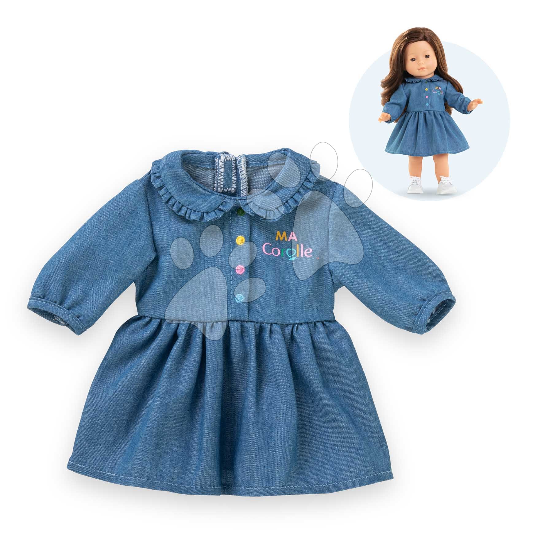 Farmer ruha játékbabára Denim Dress Long Sleeves Ma Corolle 36 cm babának