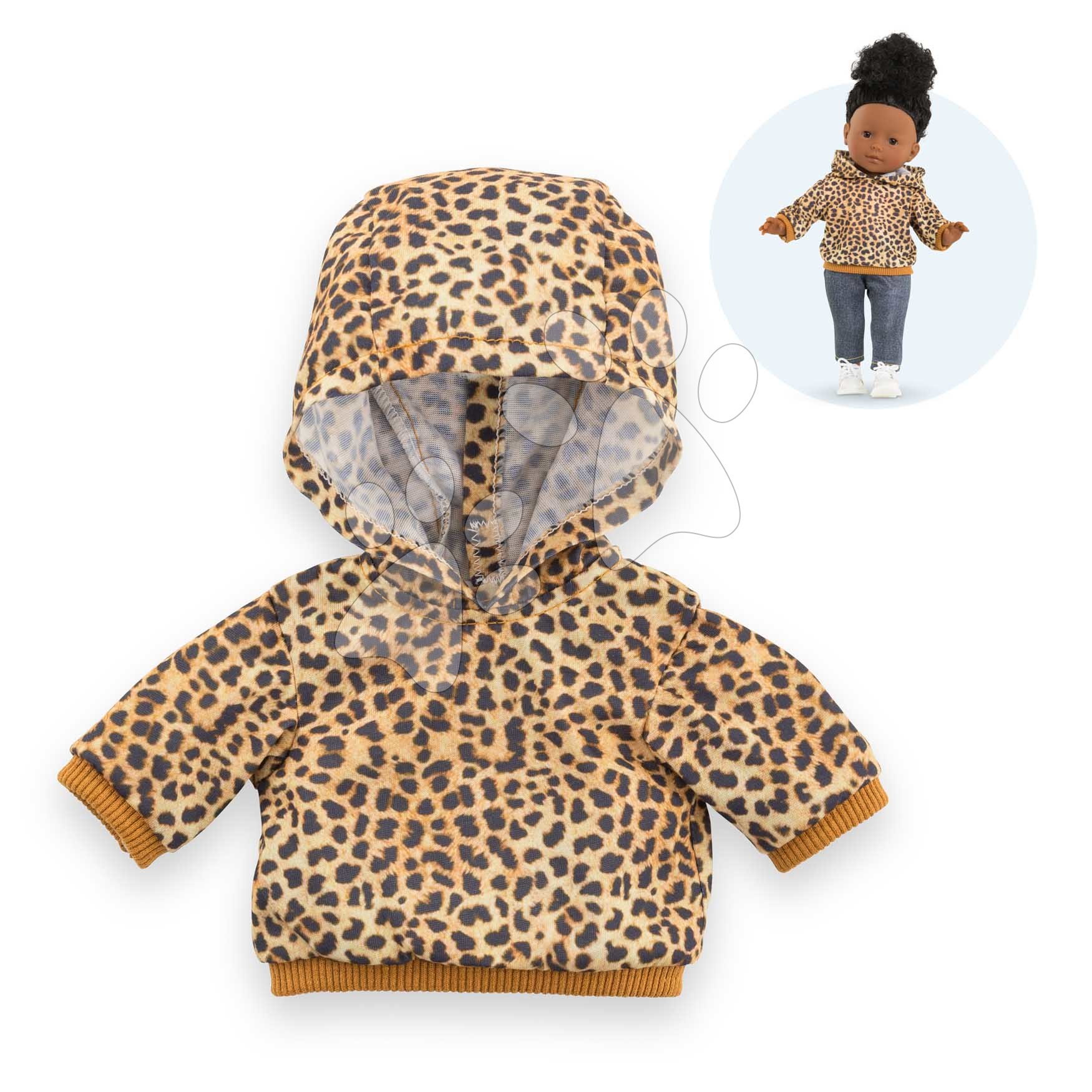 Kapucnis pulcsi játékbabára Leopard Sweater Ma Corolle 36 cm babának