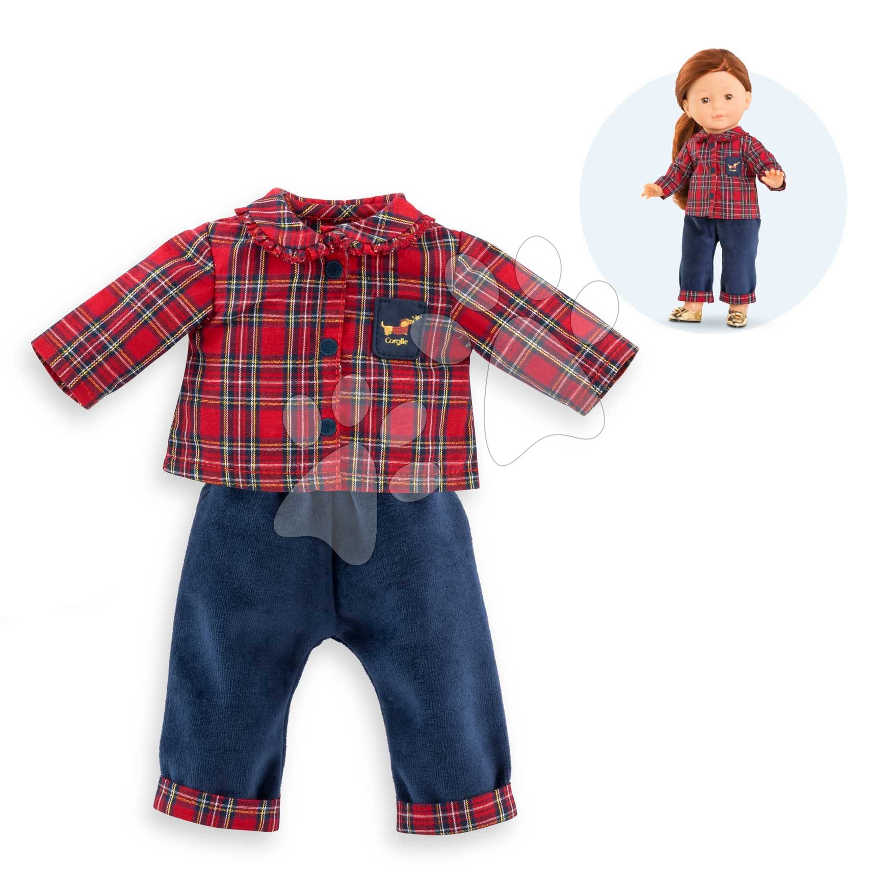Nadrág és ing játékbabára Homewear Style Ma Corolle karácsonyi kiadás 36 cm babának