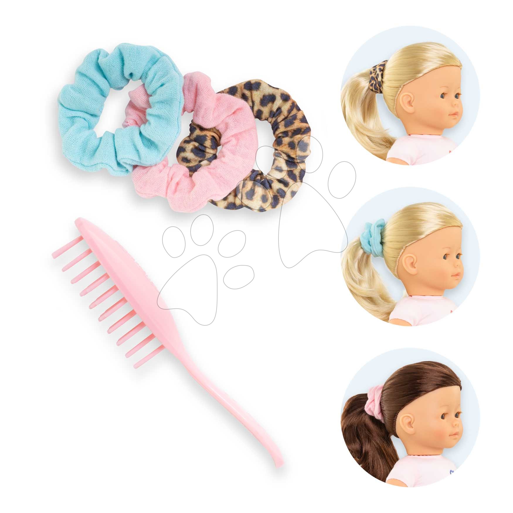 Fésű és hajgumik játékbabának Hair Brush & Scrunchies Set Ma Corolle 36 cm babának