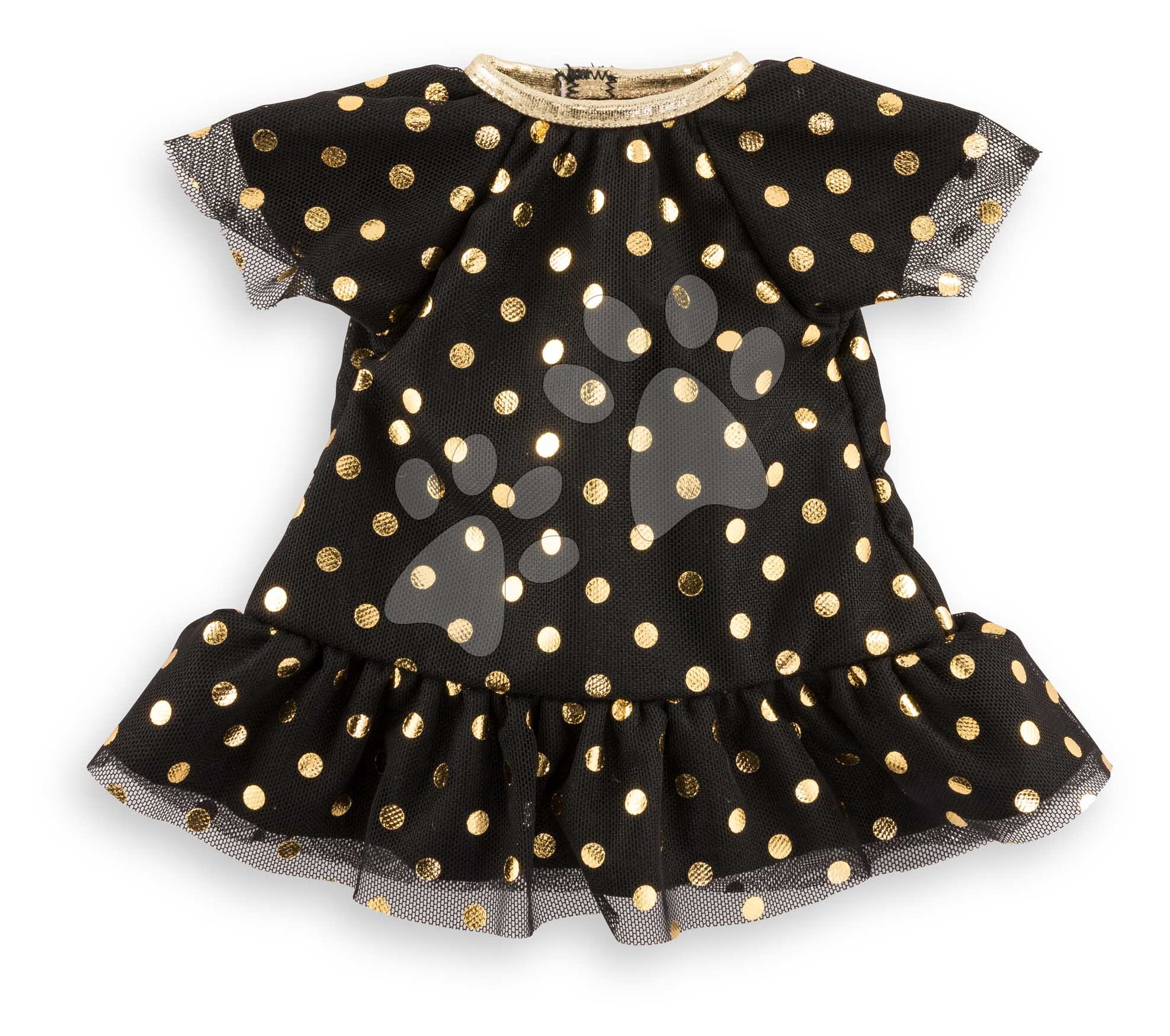 Ruhácska Little Black Dress Golden Polka Dots Ma Corolle rövid fekete 36 cm játékbabára