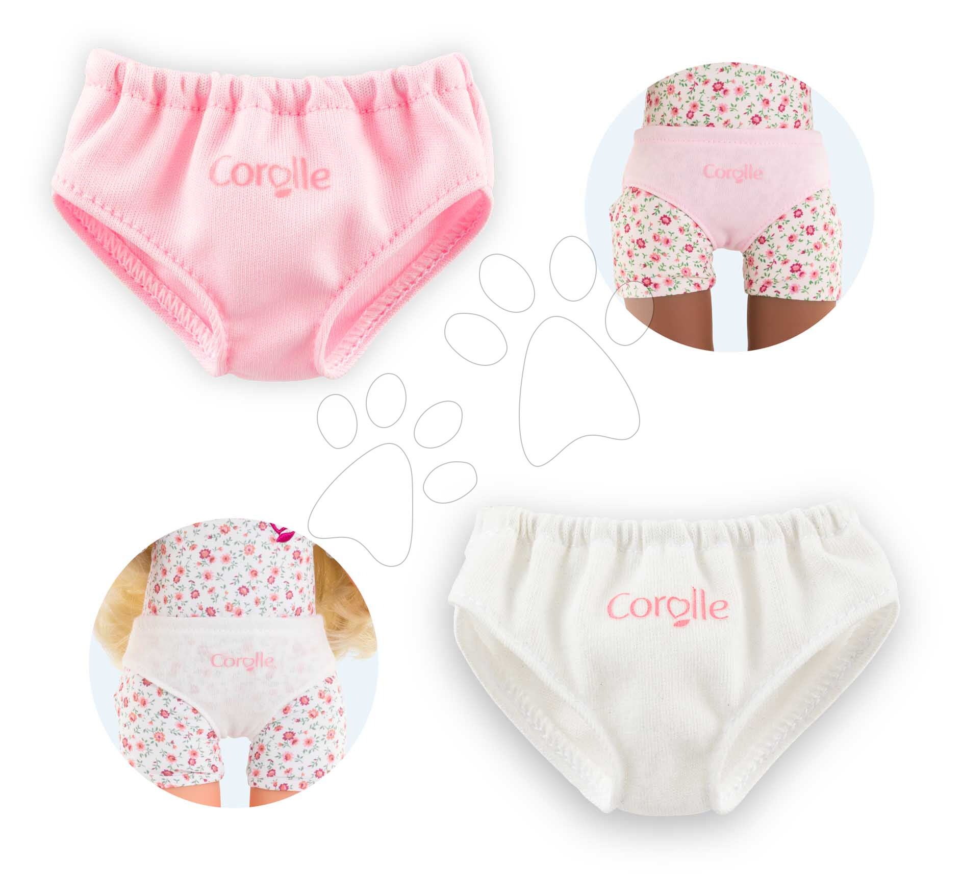 Alsónemű Briefs Set Ma Corolle rózsaszín és fehér 36 cm játékbabára