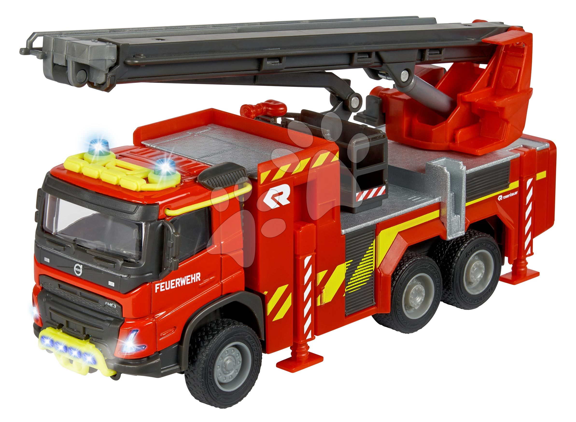 Tűzoltóautó Volvo Truck Fire Engine Majorette hanggal és fénnyel hossza 19 cm