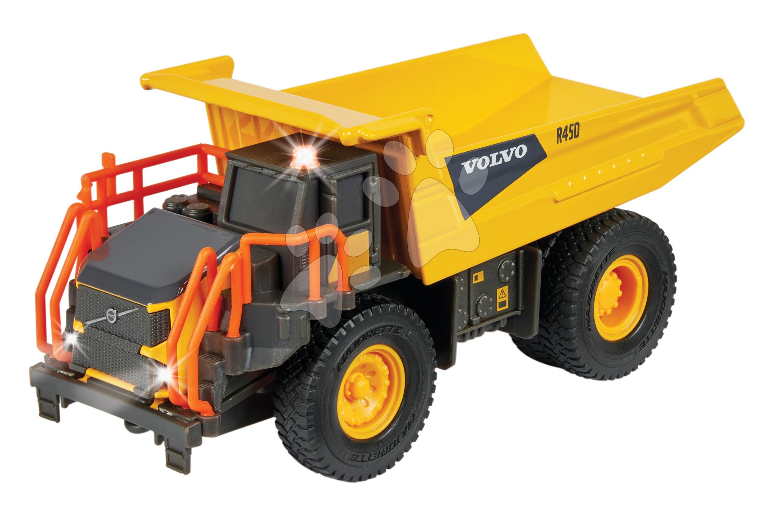 Autíčko stavební vyklápěč Volvo Rigid Hauler Majorette se zvukem a světlem délka 20 cm