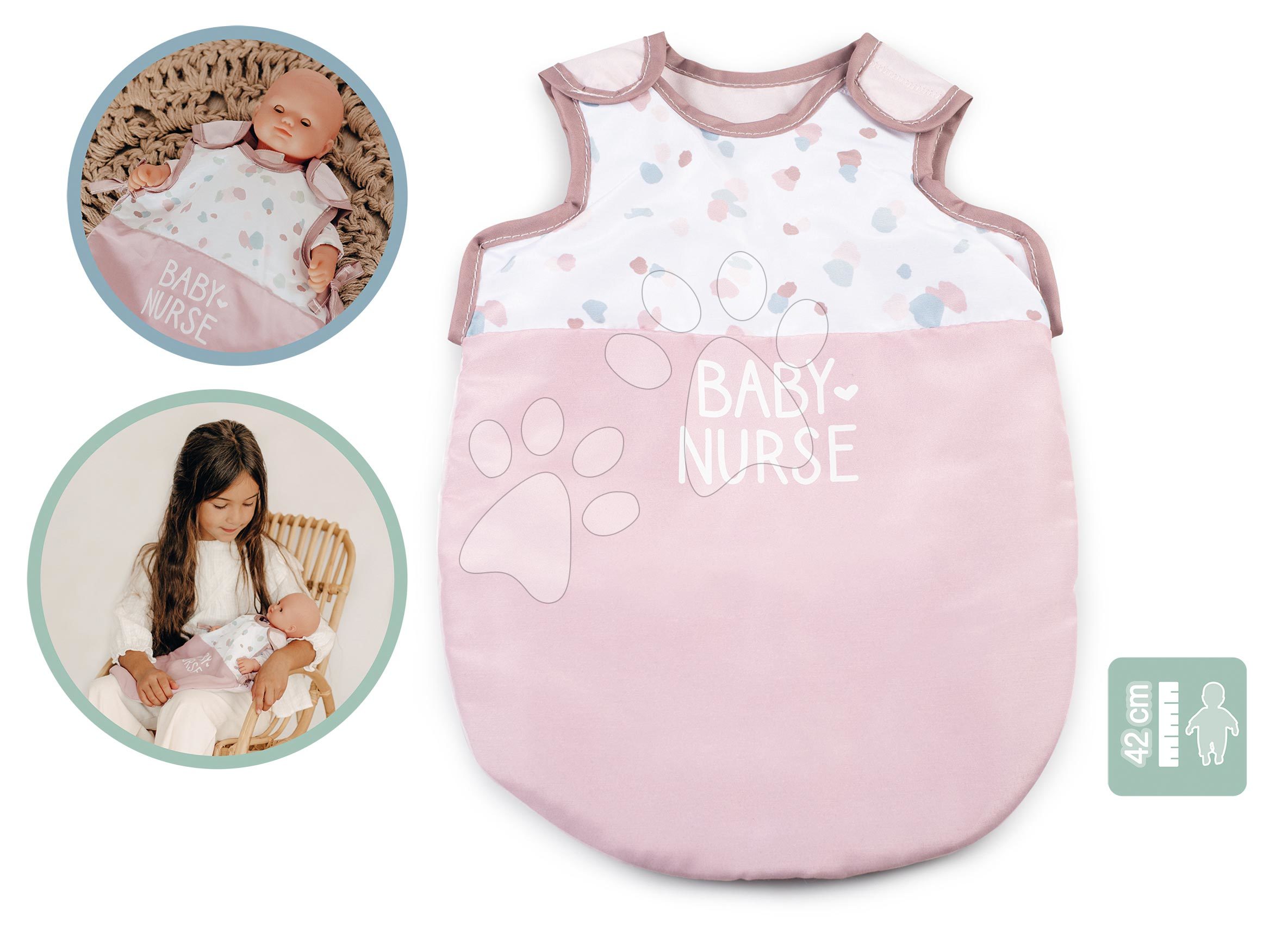 Alvózsák 42 cm játékbabának Sleep Sacks Natur D'Amour Baby Nurse Smoby kiságyba vagy babakocsiba 18 hó-tól