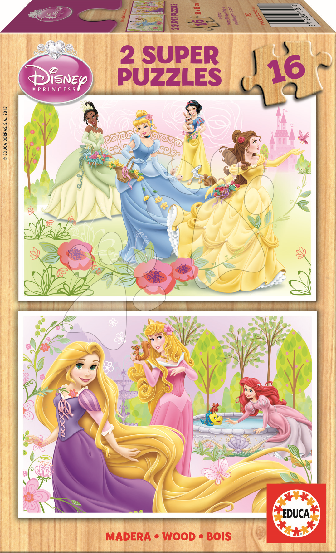 Drevené Disney puzzle - Drevené puzzle Princezné Educa 2x 16 dielov