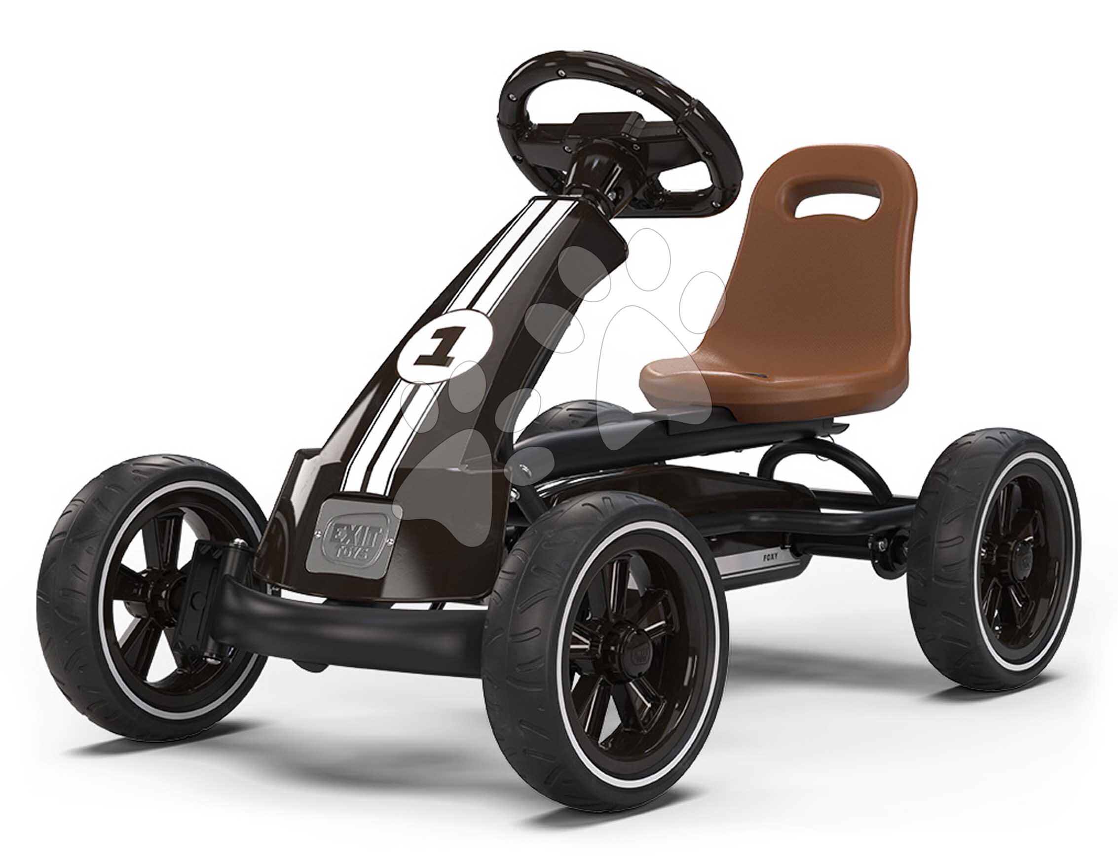 Motokára na šliapanie Go Kart Foxy Espresso Black Exit Toys kovová konštrukcia s EVA kolesami a nastaviteľným sedadlom od 2 do 5 rokov
