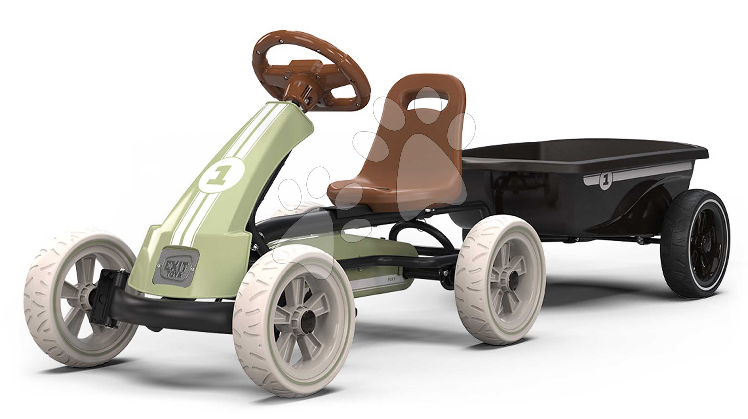 Kart cu pedale cu remorcă Go Kart Foxy Retro Green Exit Toys